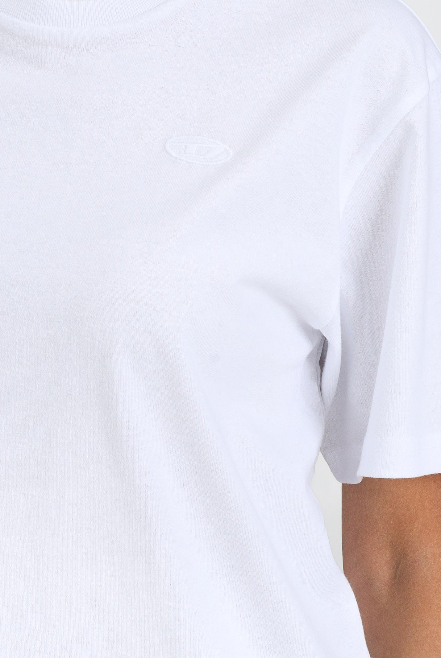 DIESEL T-shirt a manica corta bianca per donna, ragazzi e bambini con maxi logo Oval D J022760HGAM K100 DIESEL