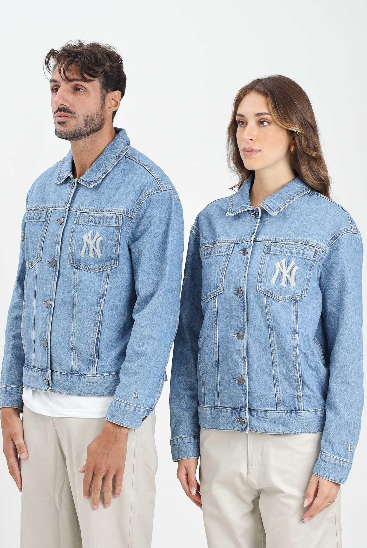 NEW ERA Giacca di jeans New York Yankees MLB in denim chiaro per uomo e donna 60684315 . NEW ERA