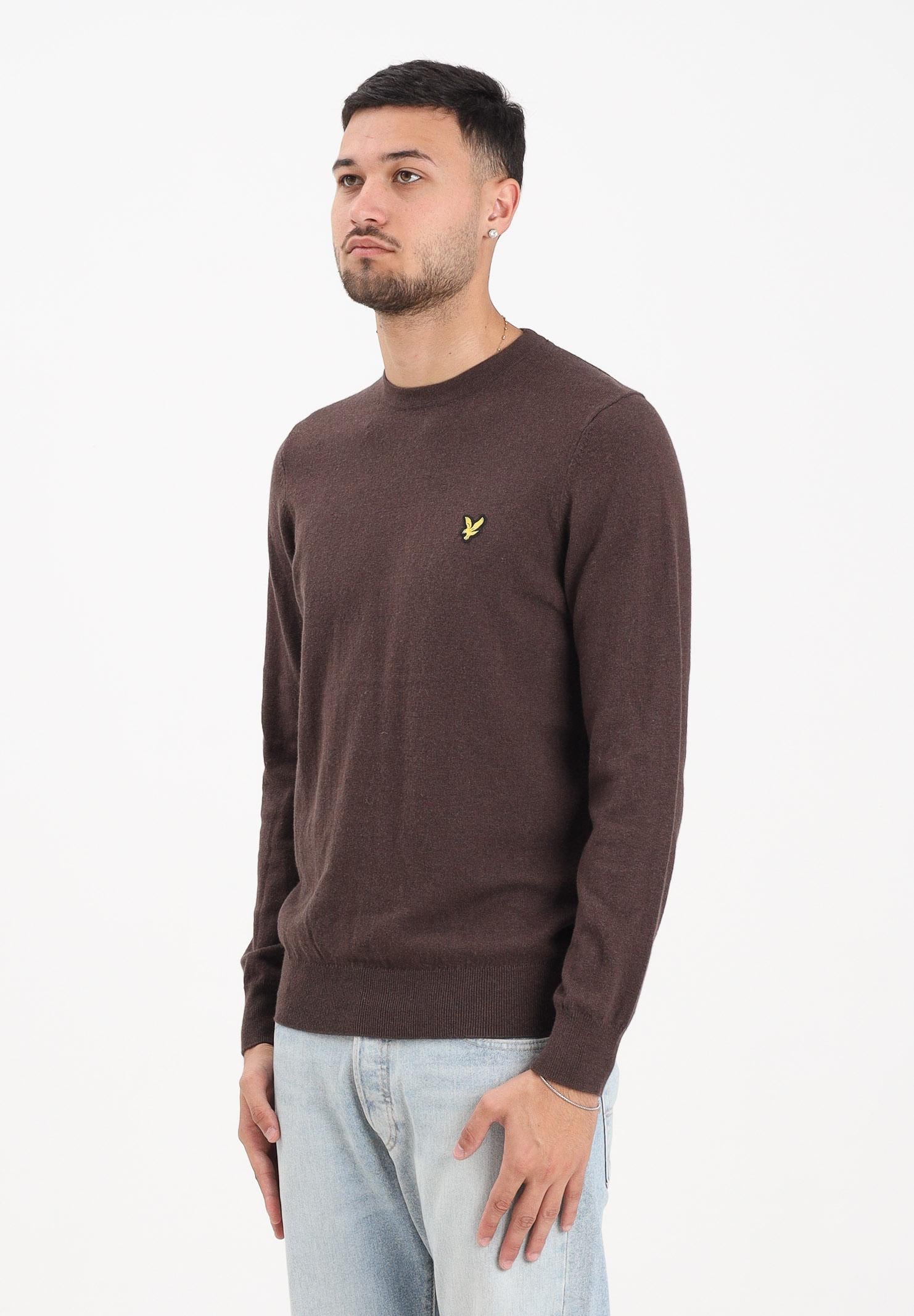 LYLE & SCOTT Maglioncino girocollo marrone da uomo KN2110VC X863 LYLE & SCOTT