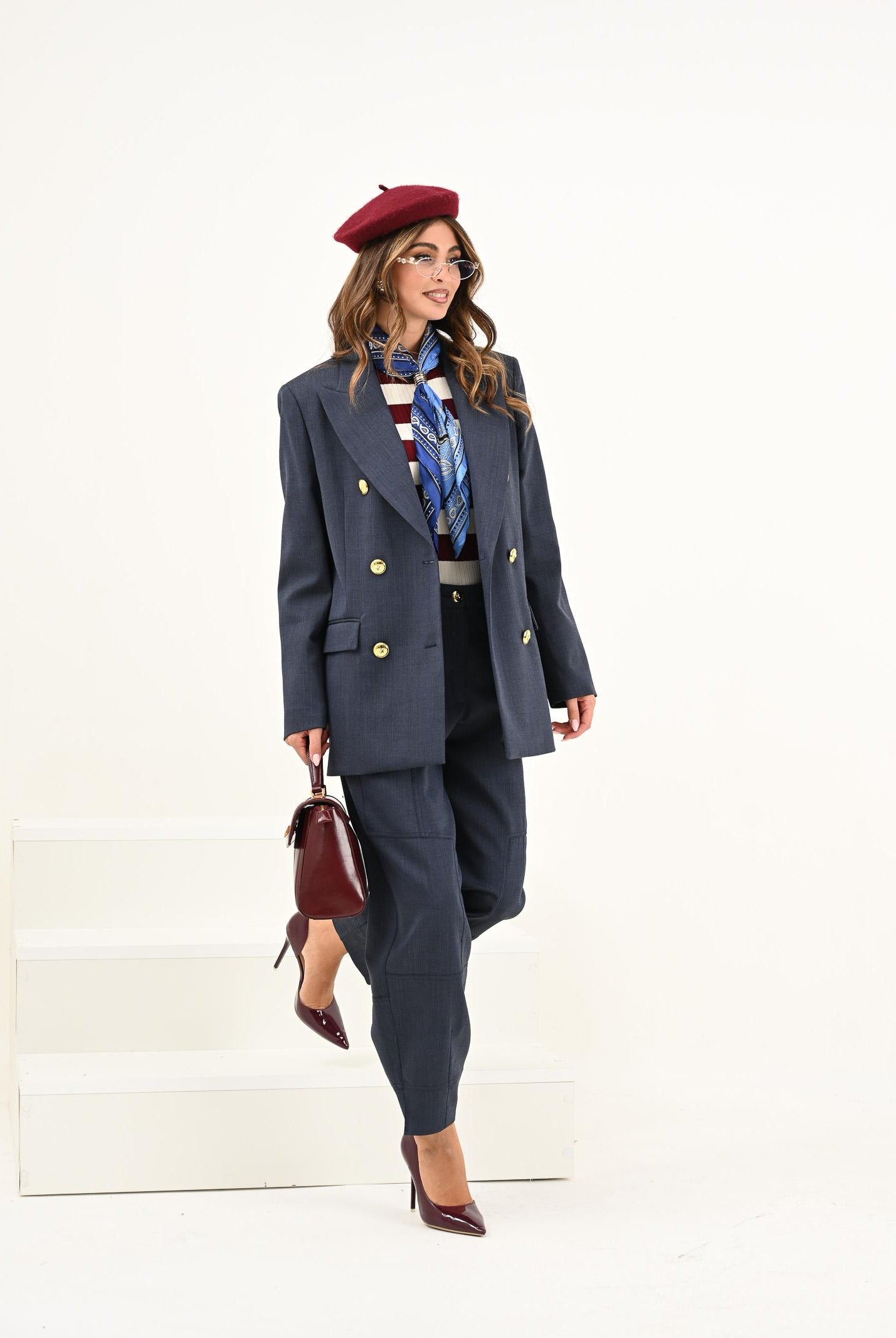 PINKO Giacca doppiopetto blu da donna con bottoni dorati 105617A2SN G07 PINKO