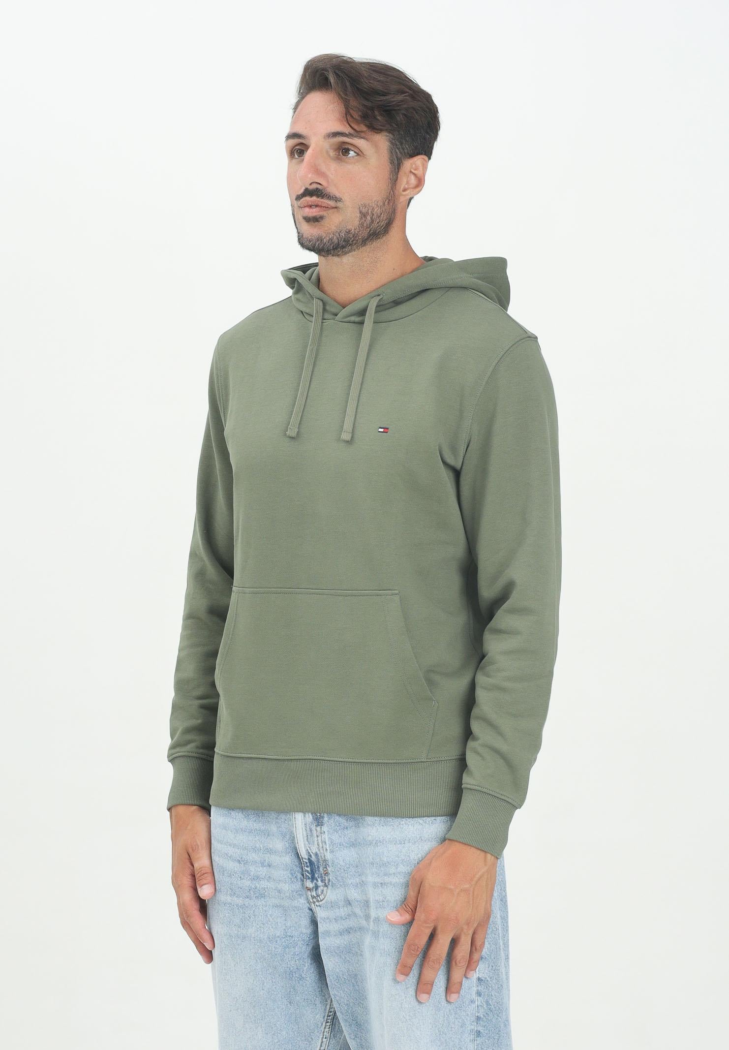 TOMMY HILFIGER Felpa con cappuccio verde da uomo rifinita da logo MW0MW37235PLI TOMMY HILFIGER
