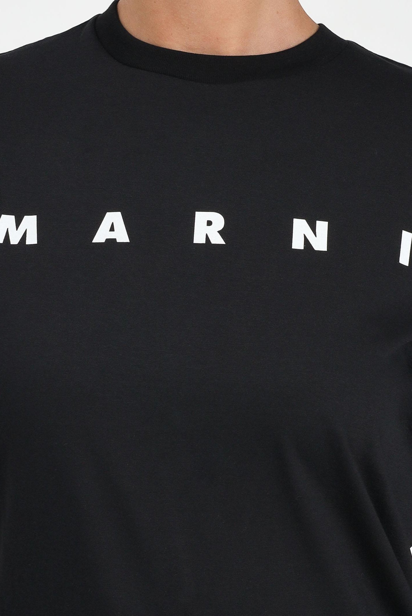 MARNI T-shirt a manica corta nera per donna, ragazzi e bambini con stampa logo M01601M00RF 0M900 MARNI