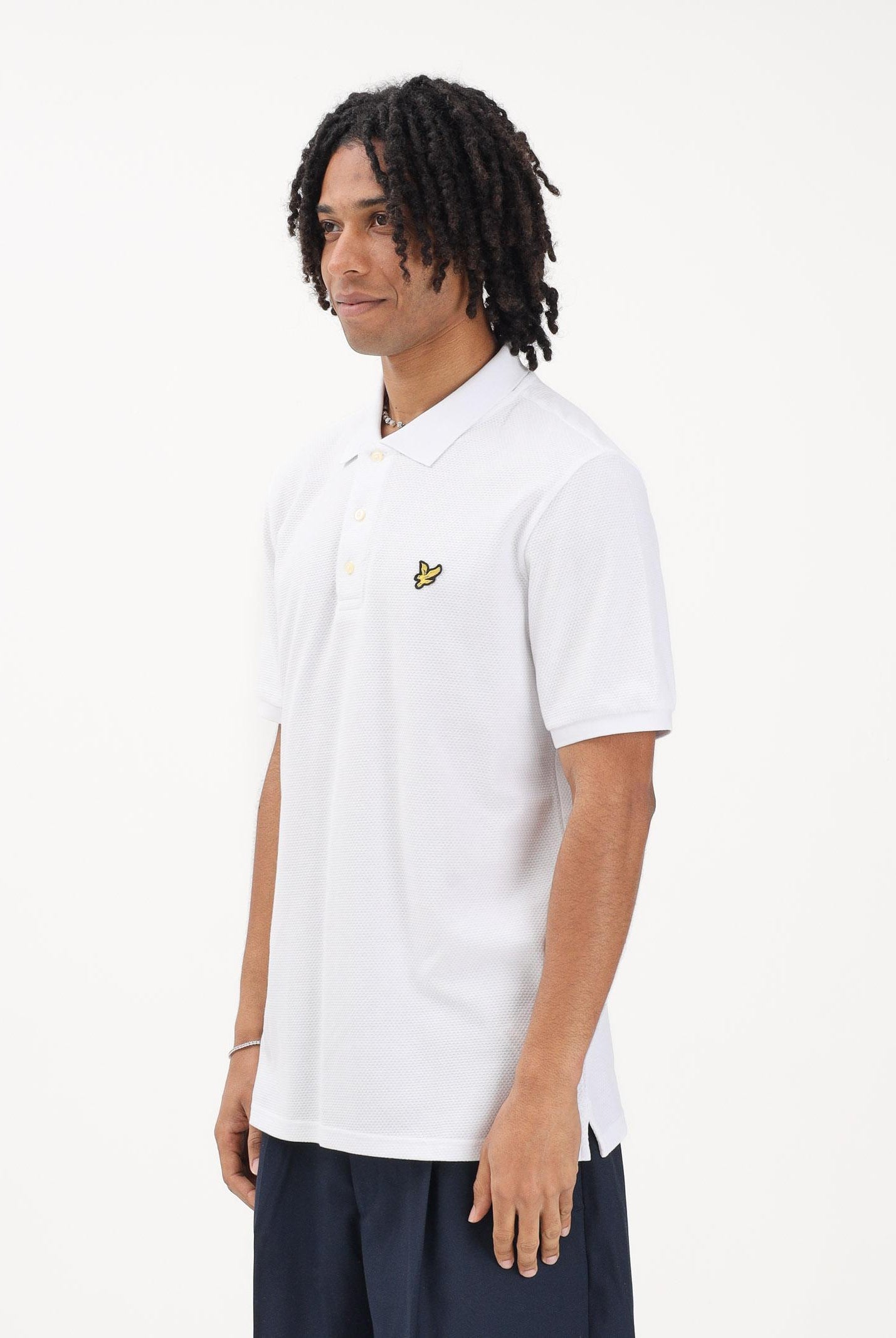 LYLE & SCOTT Polo a manica corta bianca da uomo realizzata in cotone piqué SP2400V 626 LYLE & SCOTT