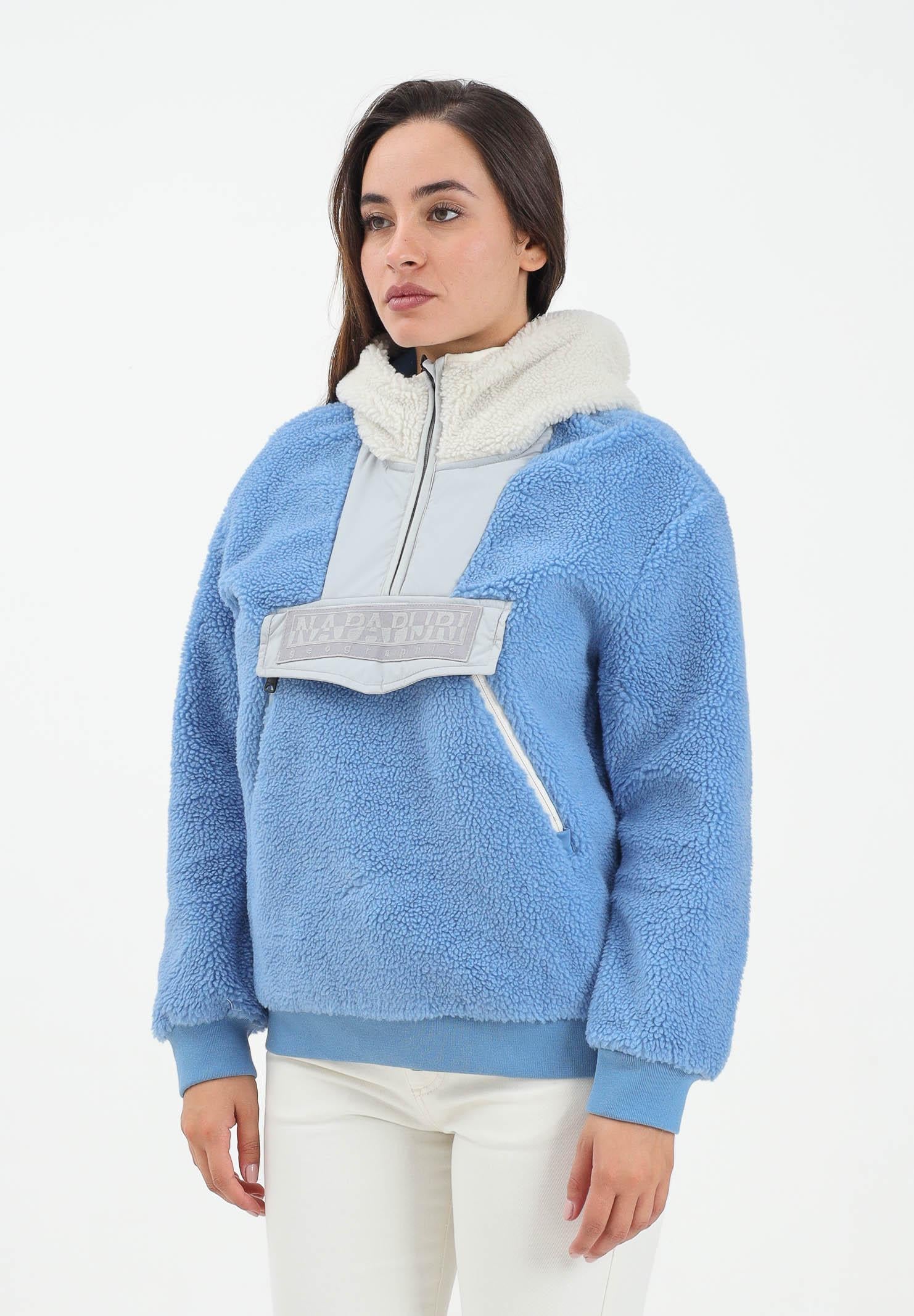 NAPAPIJRI Felpa mezza zip Seline celeste da donna NP0A4HYOB3E1 NAPAPIJRI