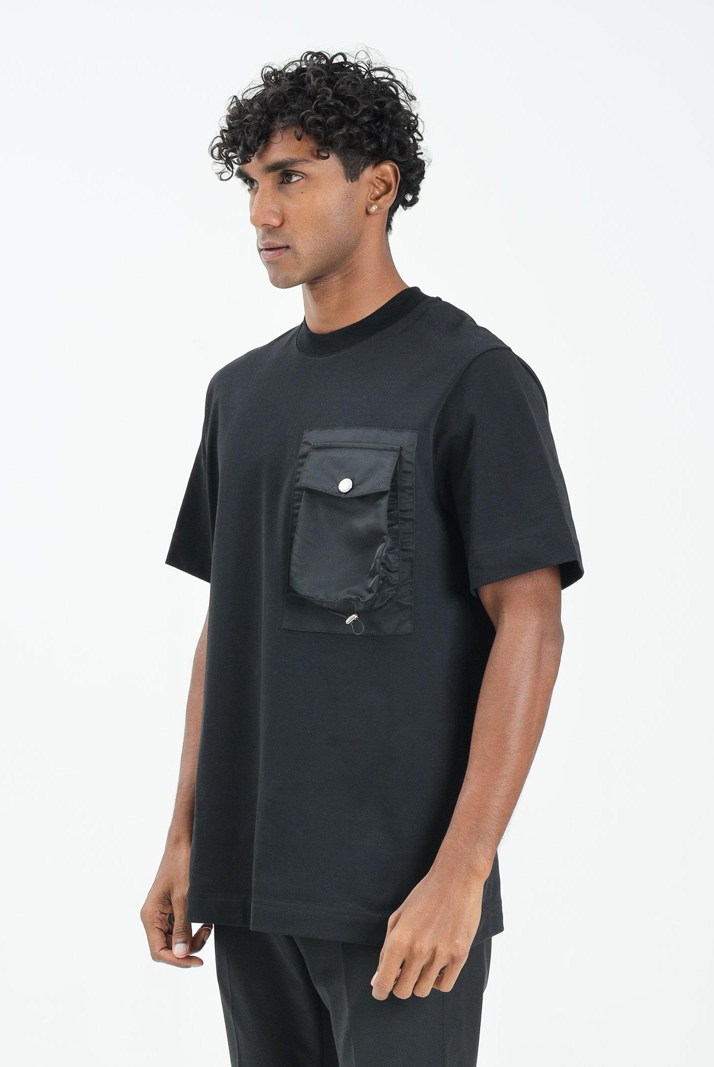 YES LONDON T-shirt a manica corta nera da uomo con tasca cargo XM4231 NE YES LONDON