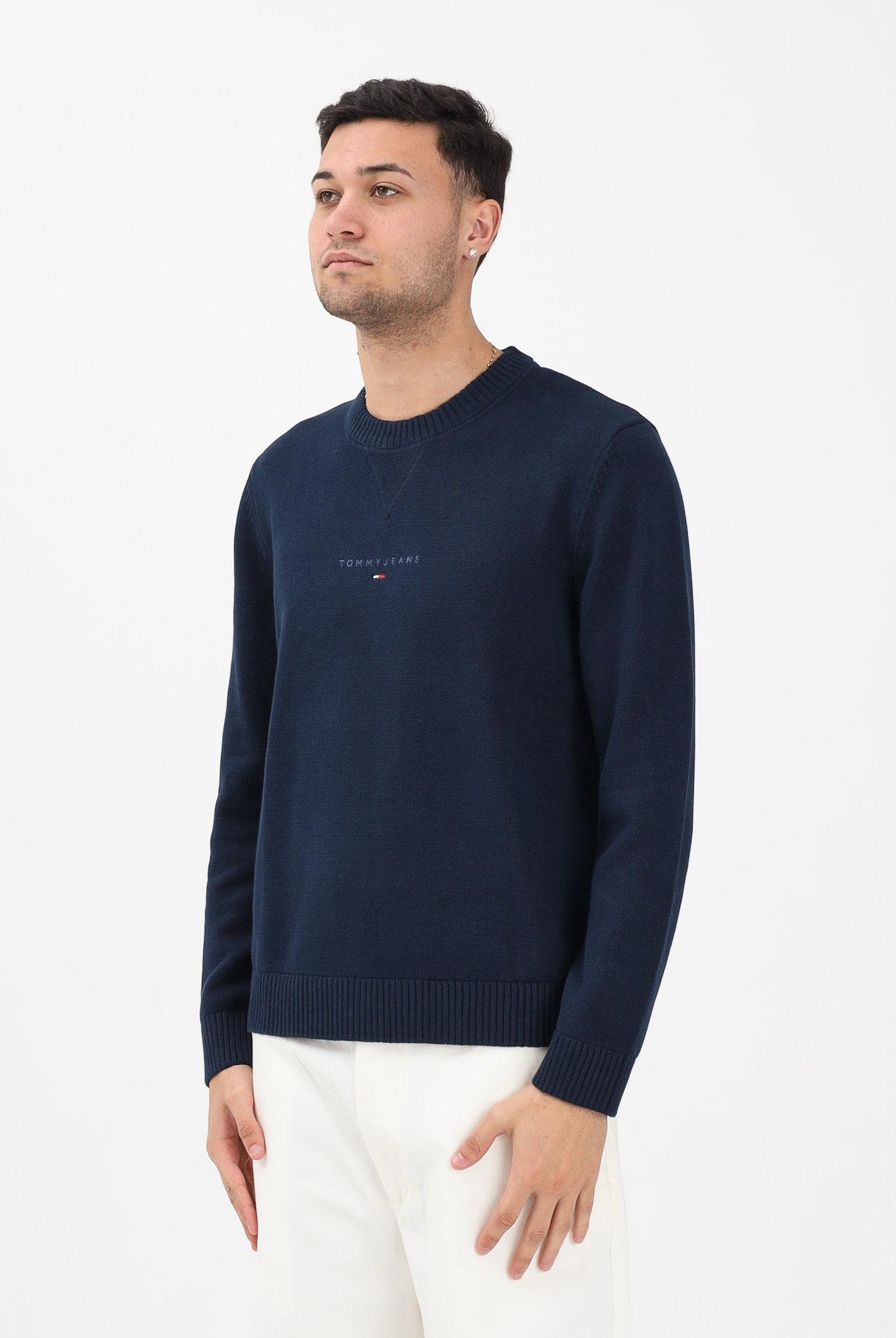 TOMMY JEANS Maglioncino girocollo blu da uomo con logo DM0DM22352 C1G TOMMY JEANS