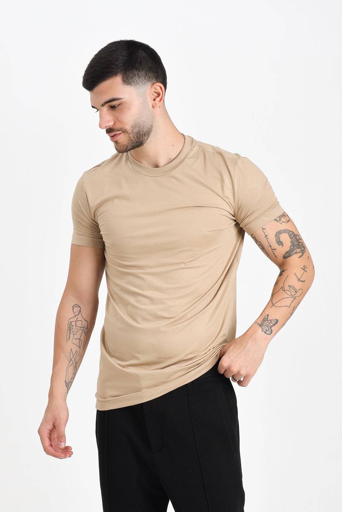 DSQUARED2 T-shirt a manica corta beige da uomo con logo sul retro D9M206030 264 DSQUARED2