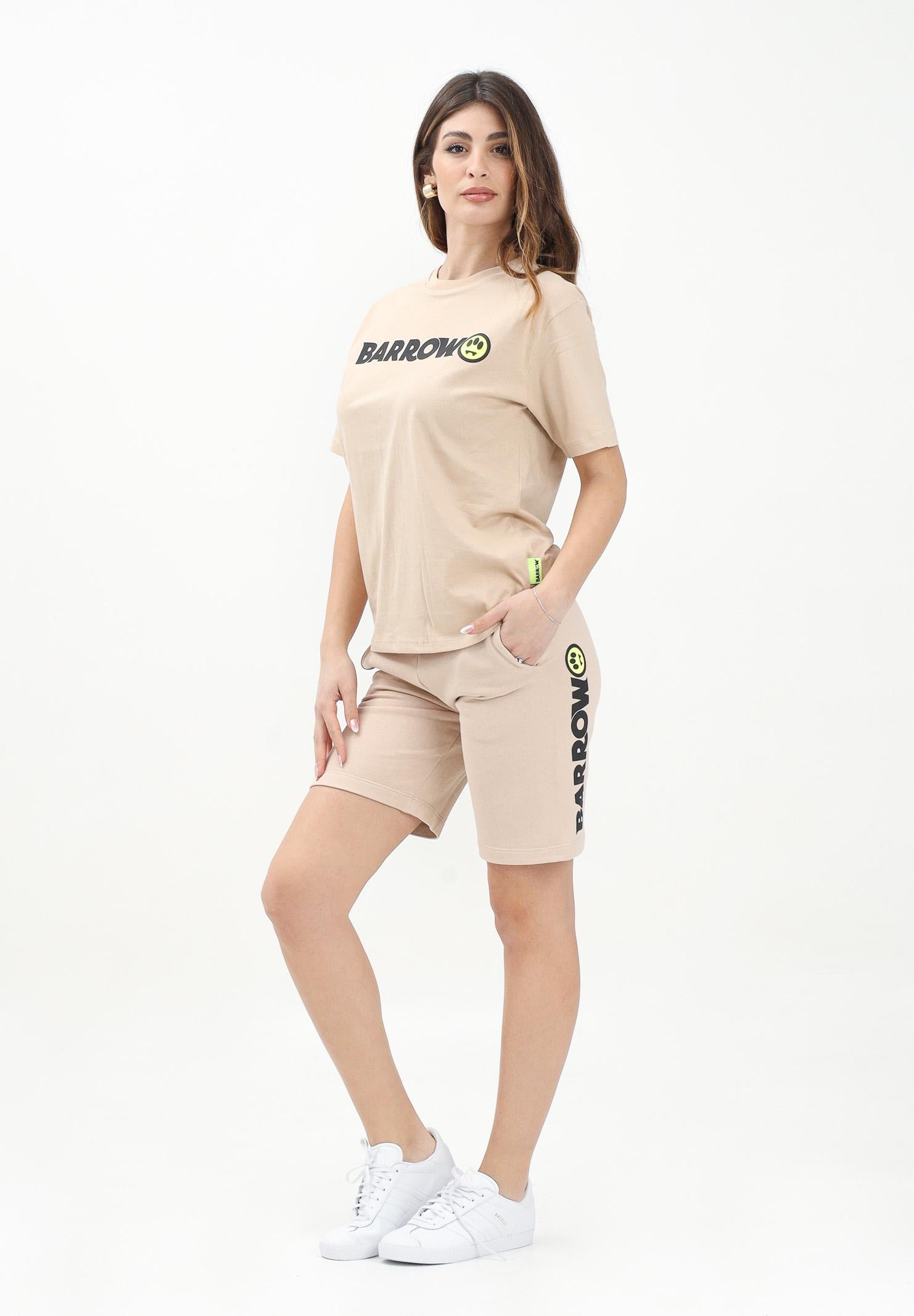BARROW Shorts sportivo beige per donna, ragazzi e bambini con stampa logo S5BKJUBE083 092 BARROW