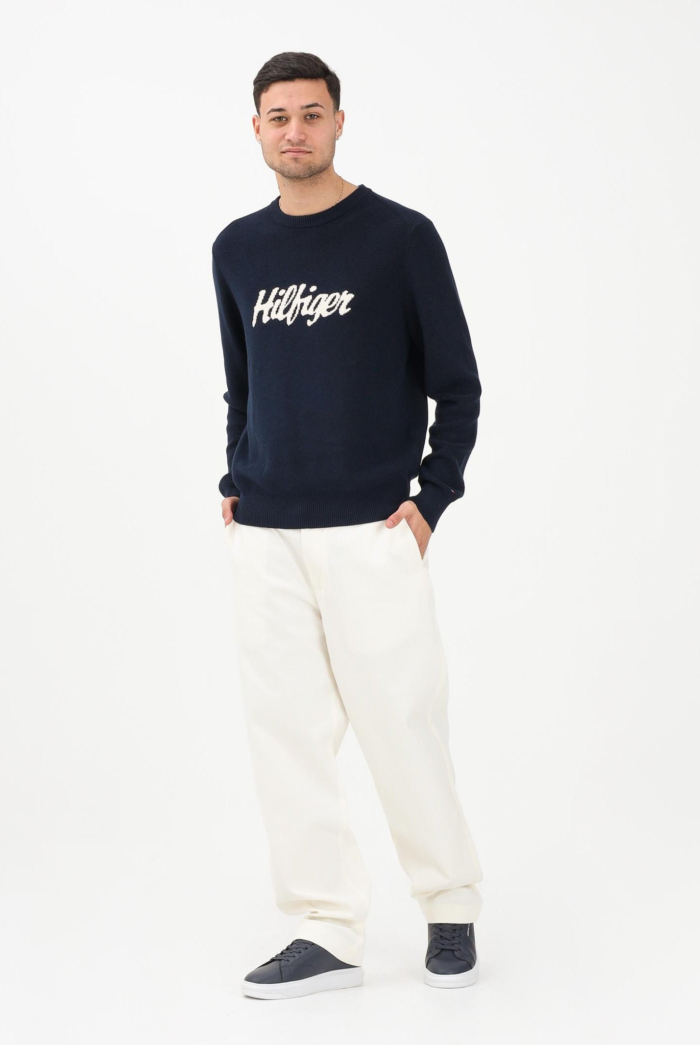 TOMMY HILFIGER Pantalone relaxed fit panna da uomo MW0MW41914 YA8 TOMMY HILFIGER