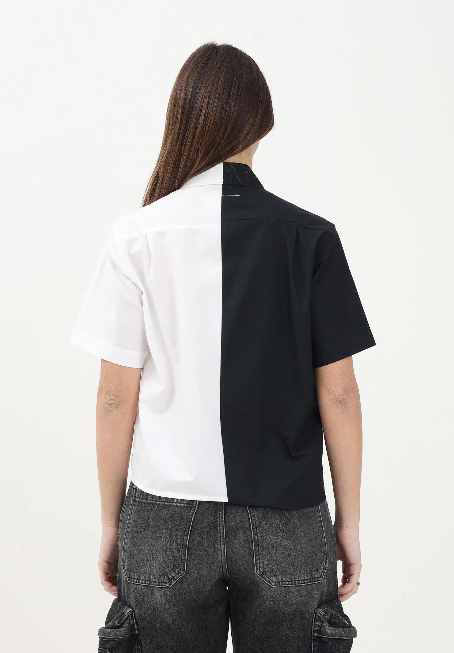 MAISON MARGIELA Camicia a maniche corte bianca e nera per donna, ragazzi e bambini con stampa Numbers M60761MM014 M6C10 MAISON MARGIELA
