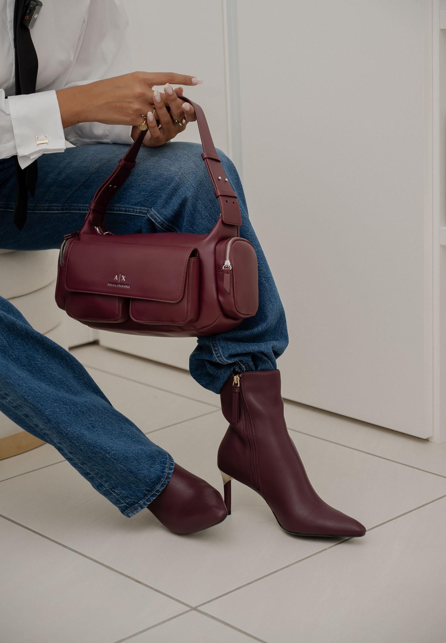 ARMANI EXCHANGE Borsa a spalla bordeaux da donna stile cargo XW000404AF12589 UA343 ARMANI EXCHANGE