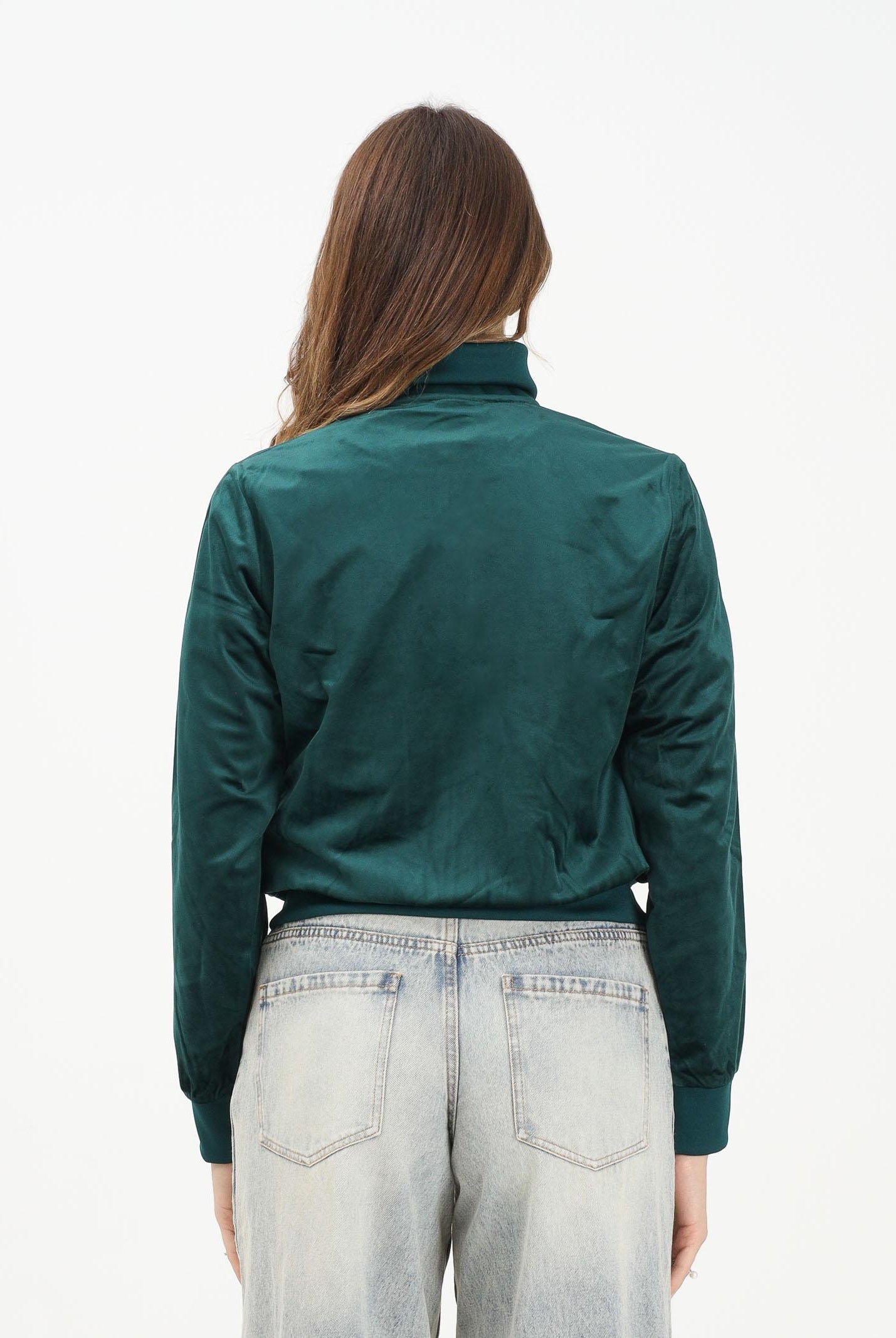 ADIDAS ORIGINALS Felpa con zip Adicolor Velour verde da donna JY2589 ADIDAS ORIGINALS