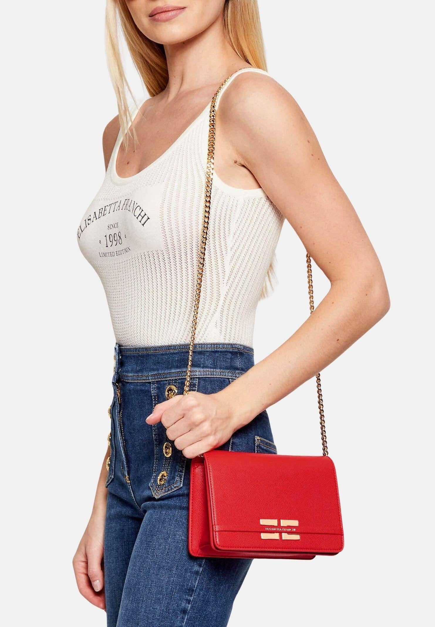 ELISABETTA FRANCHI Pochette rossa da donna con logo BS39A61E2 H85 ELISABETTA FRANCHI