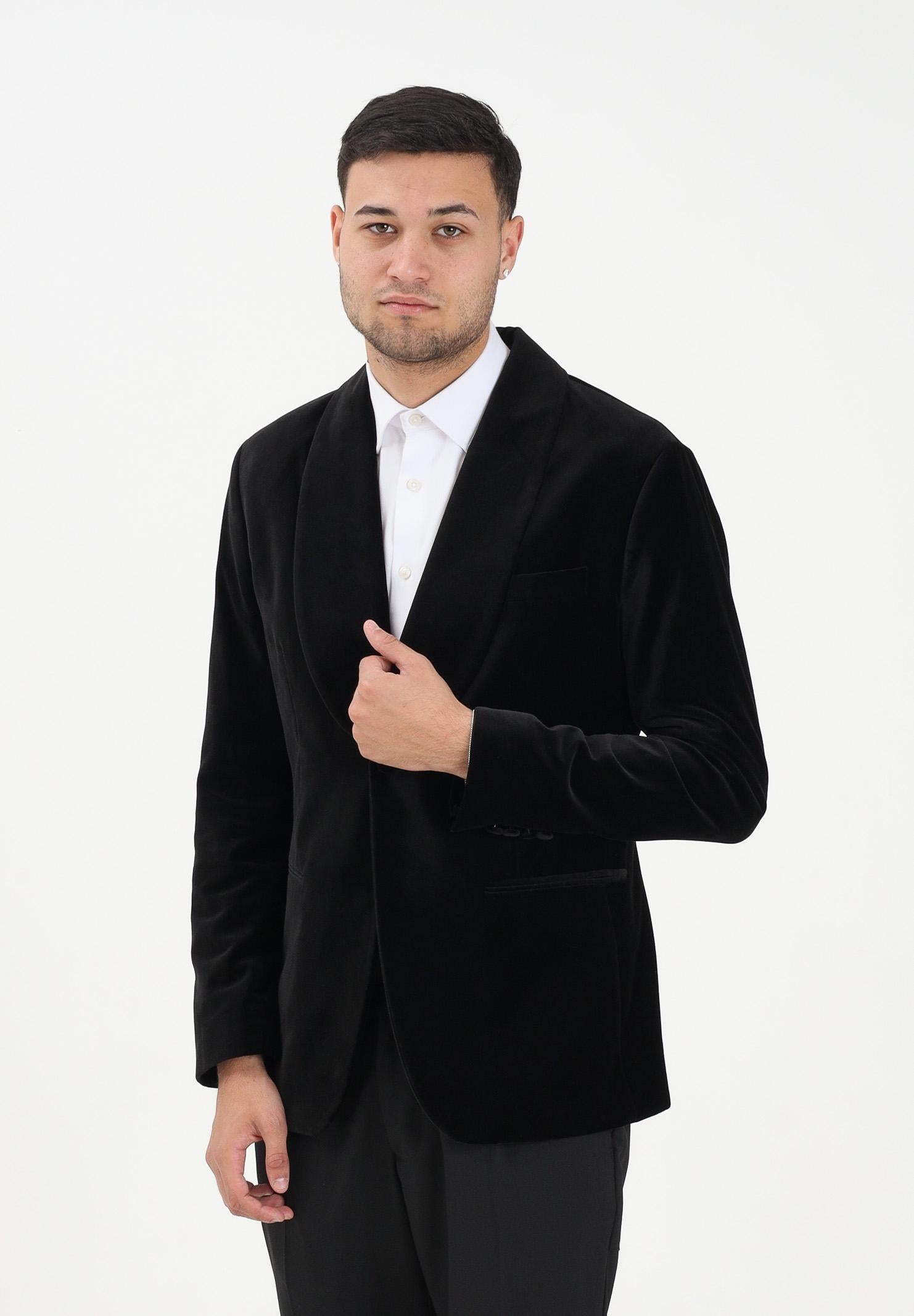 SELECTED HOMME Giacca monopetto in velluto nero da uomo 16099488 Black SELECTED HOMME