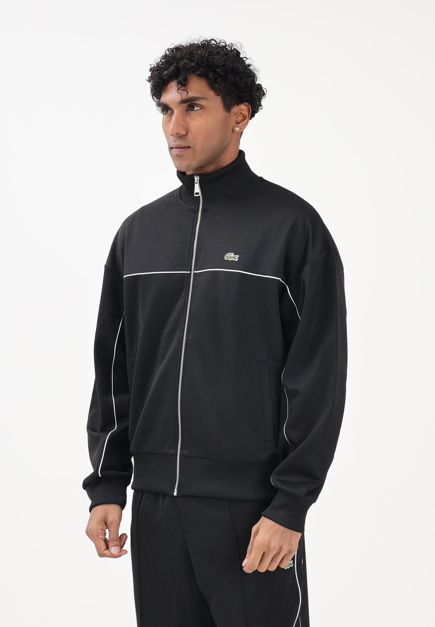 LACOSTE Felpa con zip nera da uomo SH0627 031 LACOSTE