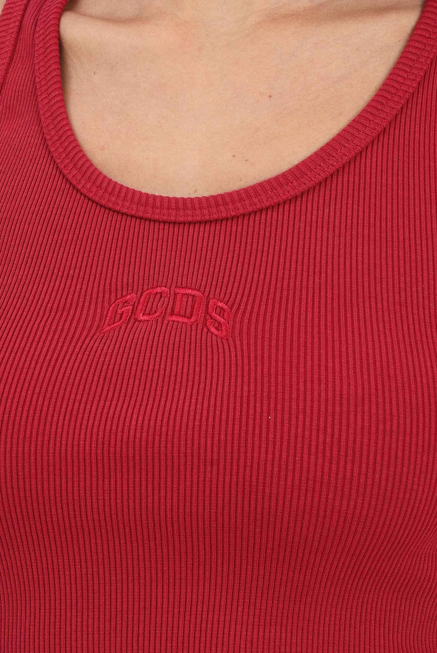GCDS Canotta bordeaux da donna con logo B2EW2801JA2 49 GCDS