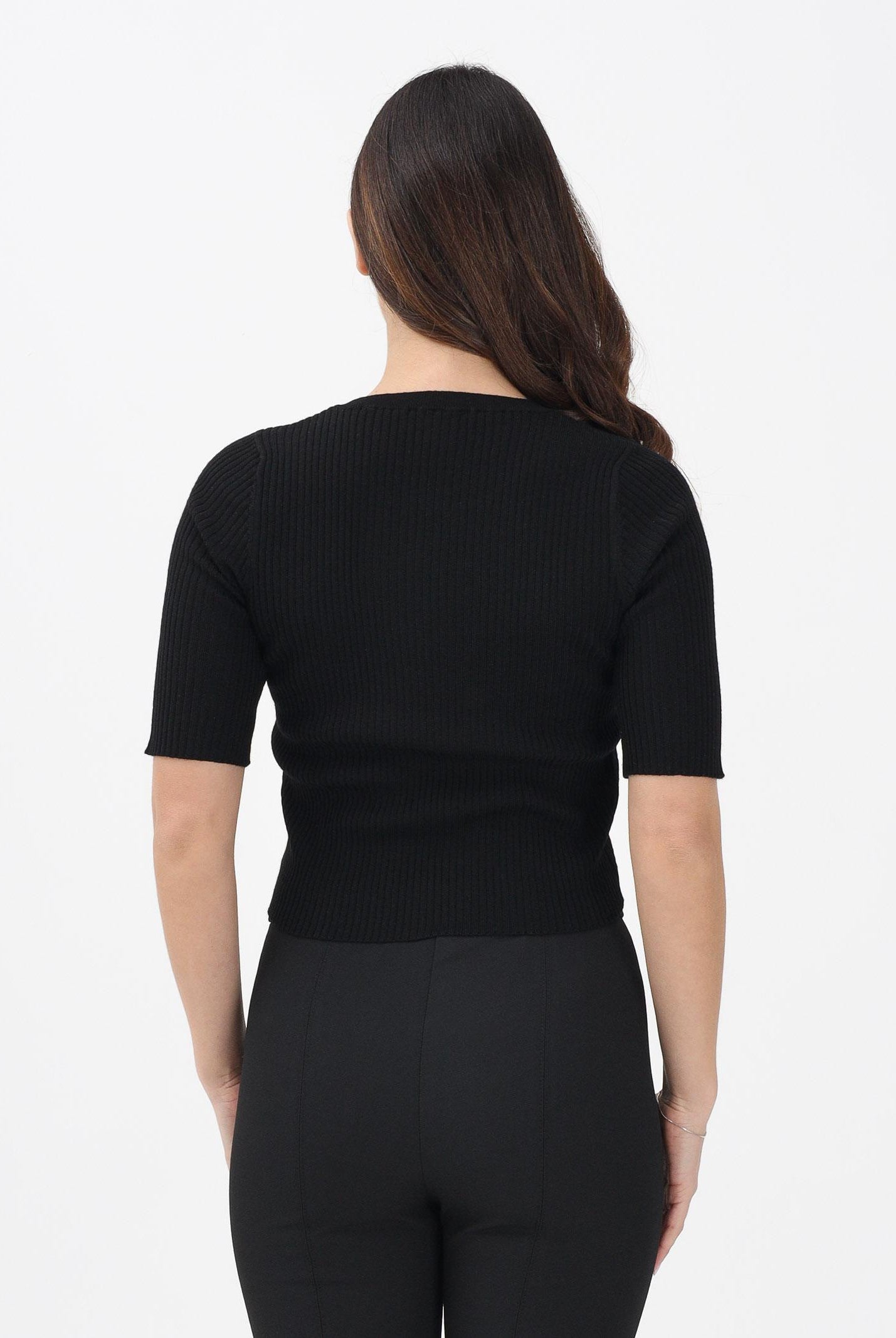 PINKO Maglia a manica corta nera da donna con logo 102017A18M Z99 PINKO