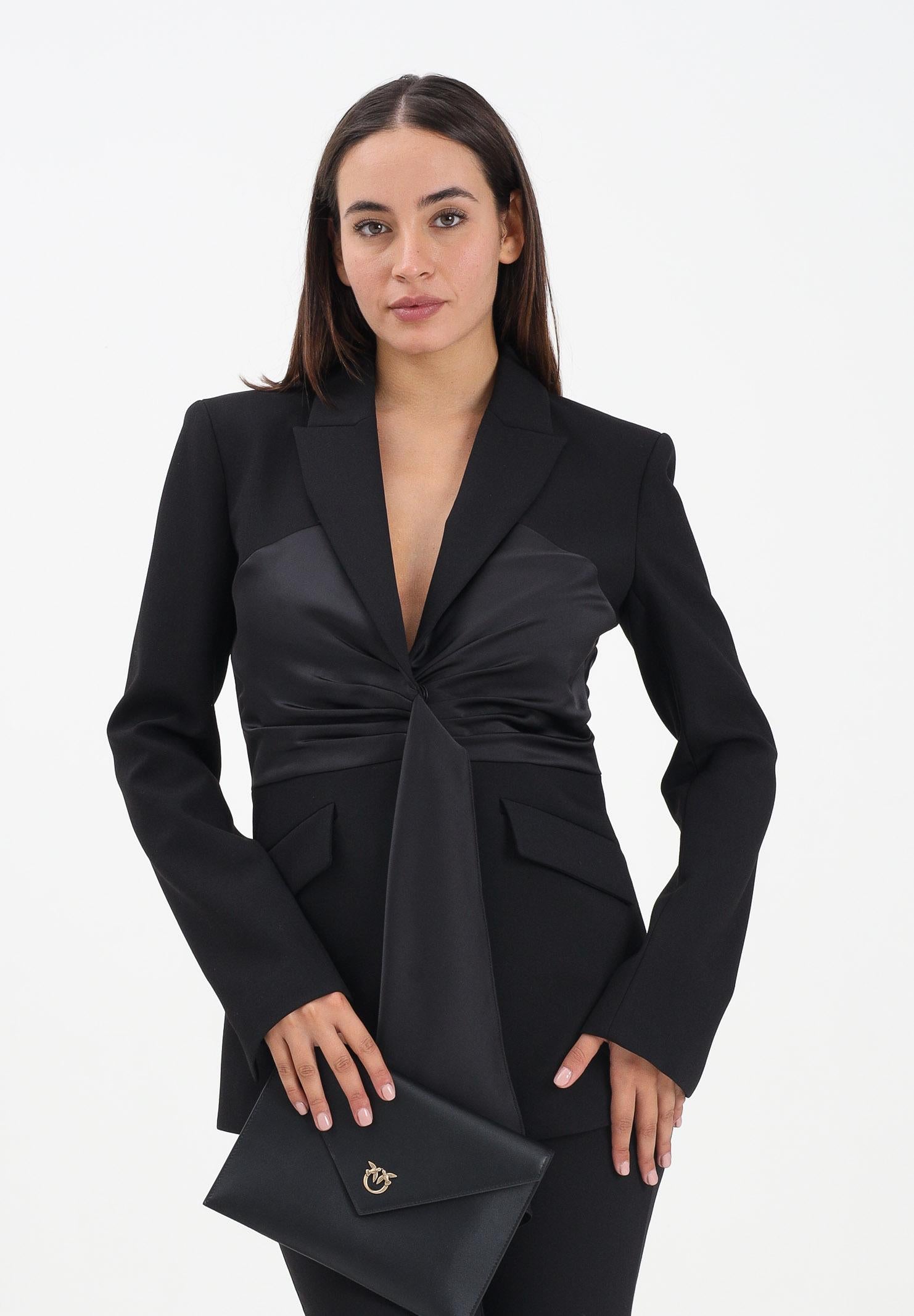 PATRIZIA PEPE Giacca nera da donna con drappeggio 2S1541A663 K103 PATRIZIA PEPE