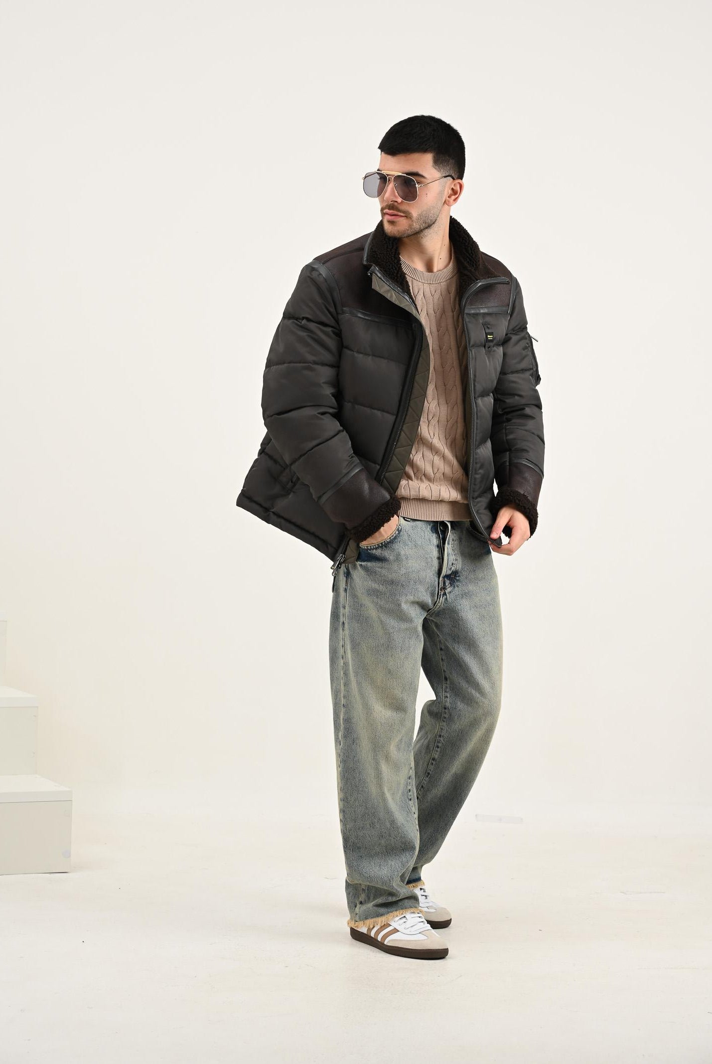 BLAUER Piumino NYLON E MONTONE ECO ORGAN nero oliva da uomo 25WBLUC02028-007280 969 BLAUER