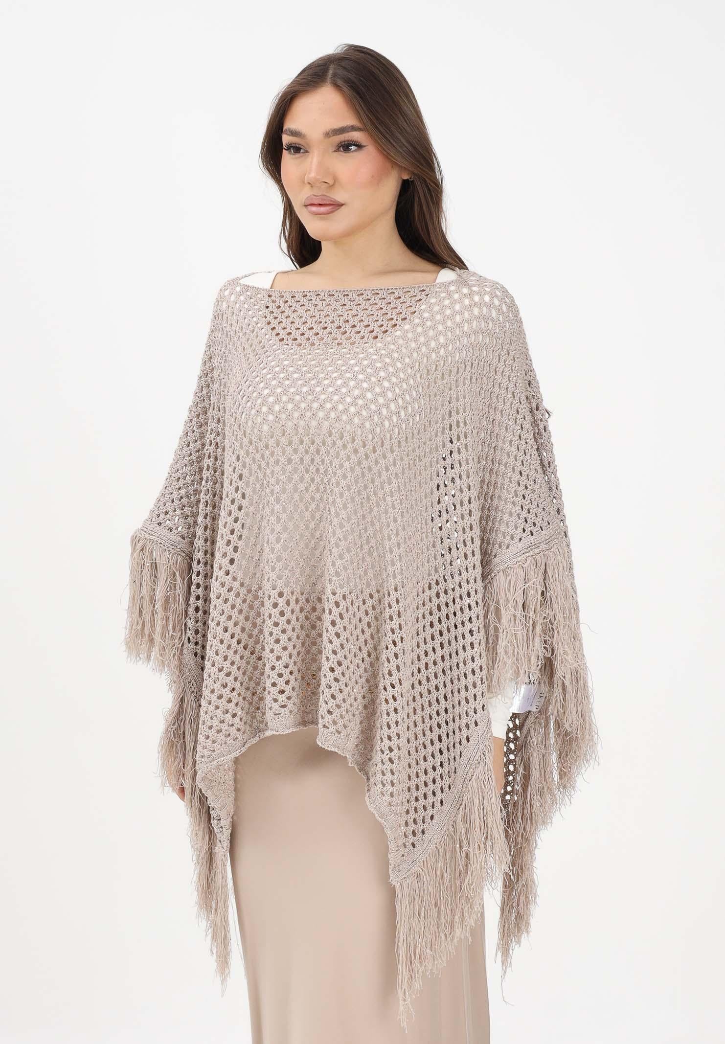 AKEP Mantella beige da donna con frange ACKD13039 V3 AKEP