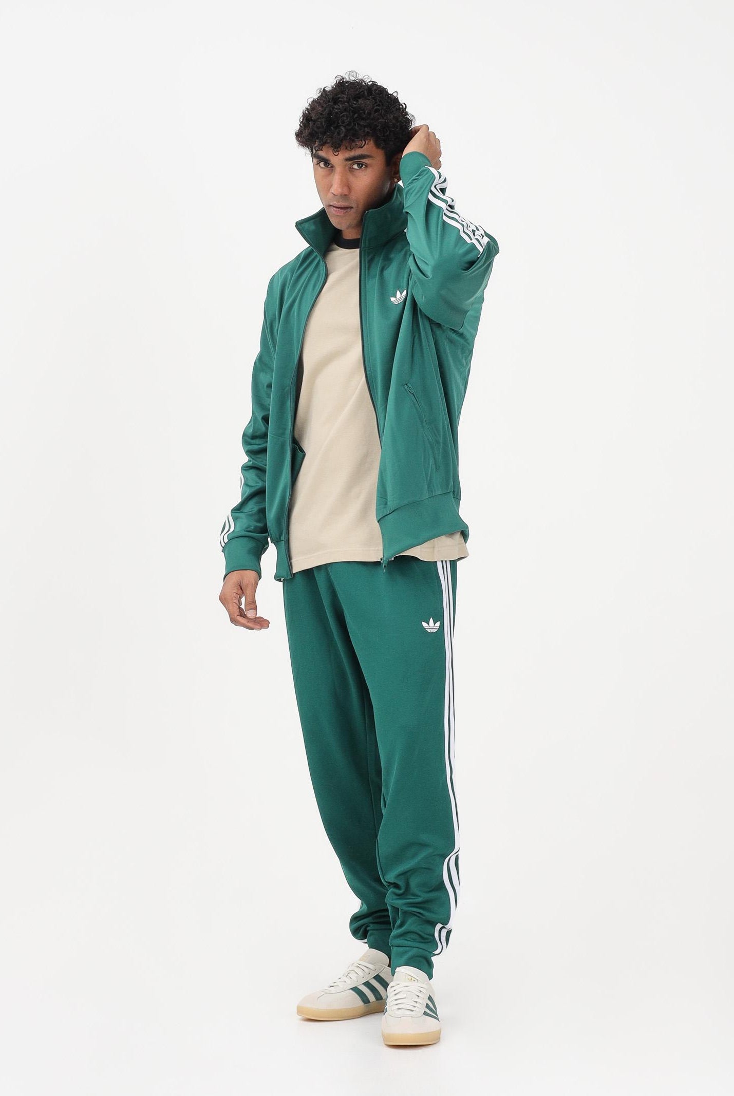 ADIDAS ORIGINALS Felpa con zip FIREBIRD verde da uomo KD8314 . ADIDAS ORIGINALS