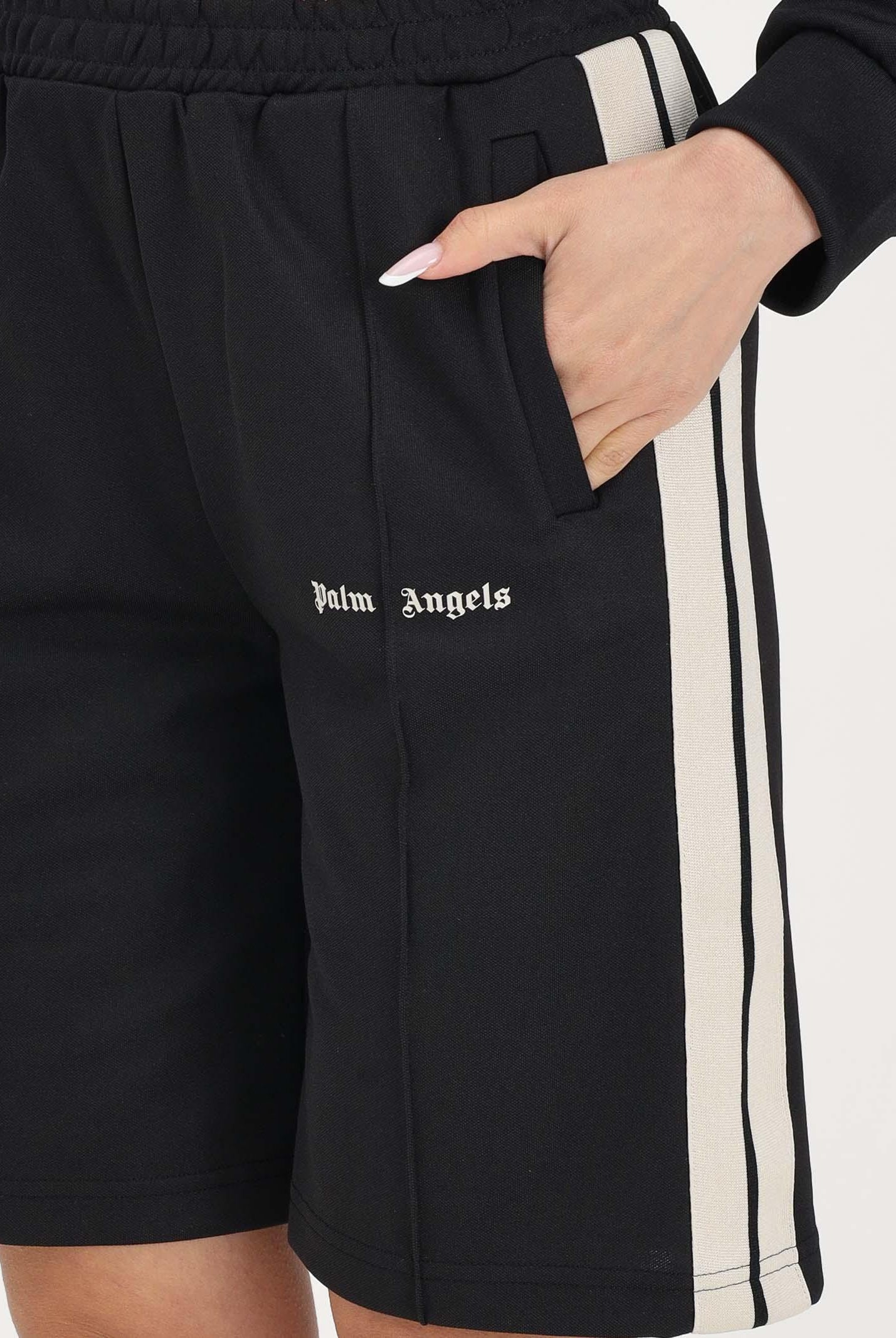 PALM ANGELS Shorts sportivo nero per donna, ragazzi e bambini con logo PBCL001S26FAB001 110 PALM ANGELS
