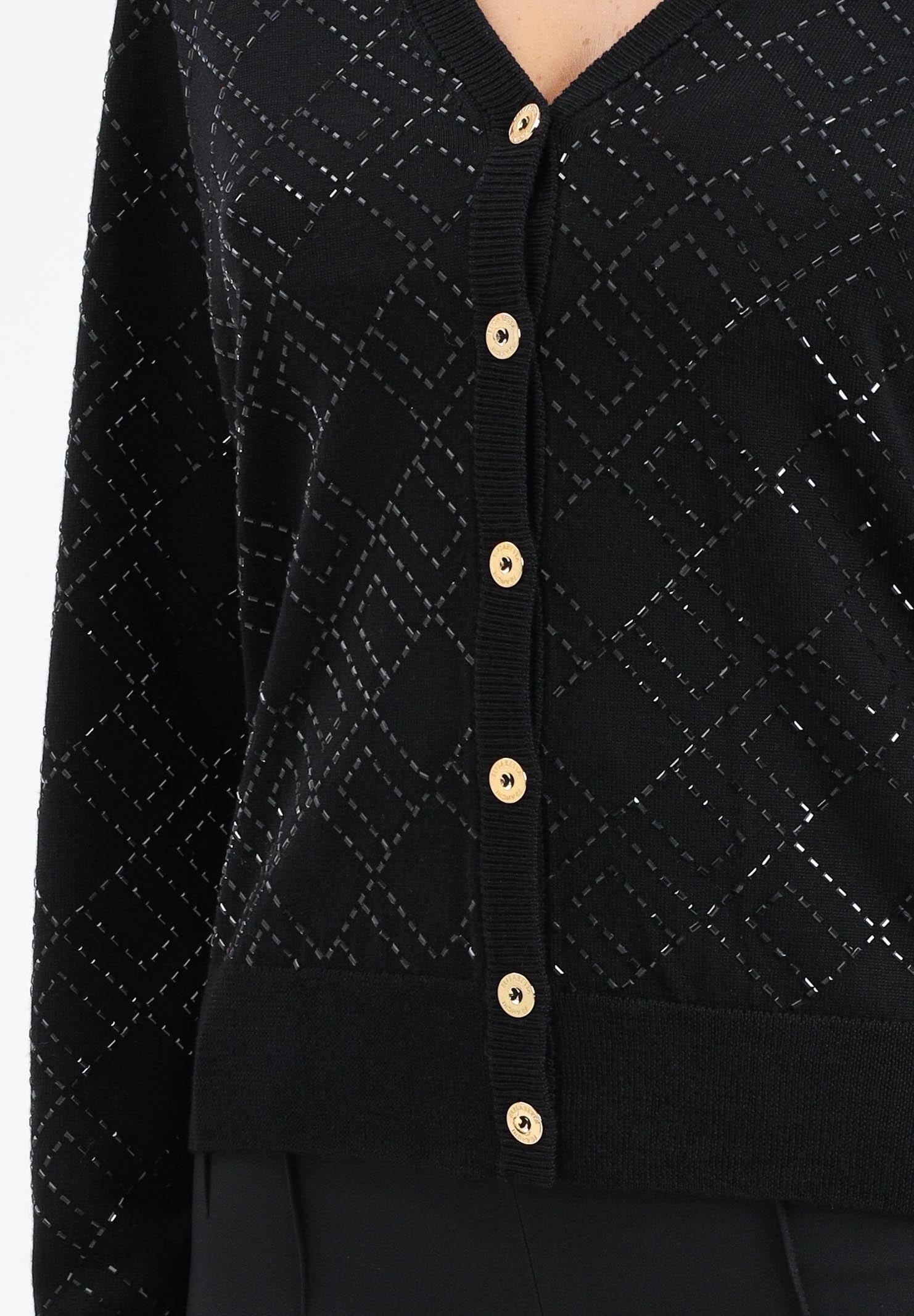 ELISABETTA FRANCHI Cardigan nero da donna con cristalli<BR/> MK26B56E2 188 ELISABETTA FRANCHI