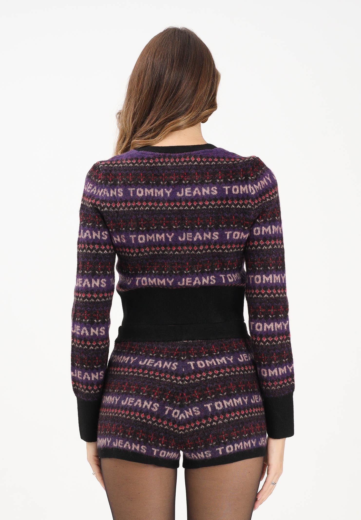 TOMMY JEANS Cardigan corto nero da donna con motivo Fair Isle DW0DW21691BDS TOMMY JEANS