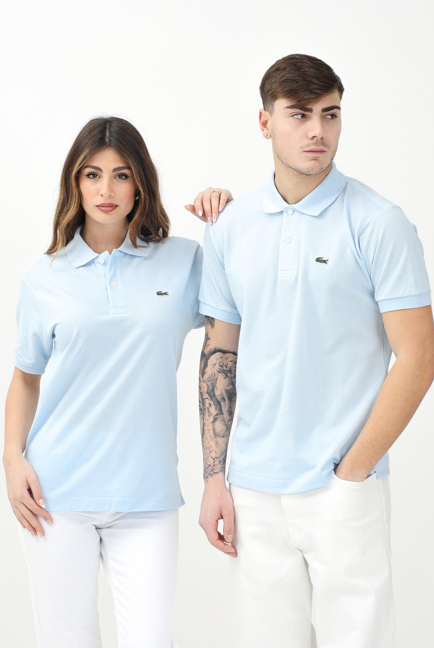LACOSTE Polo azzurra per uomo e donna con patch logo coccodirllo 1212 J2G LACOSTE