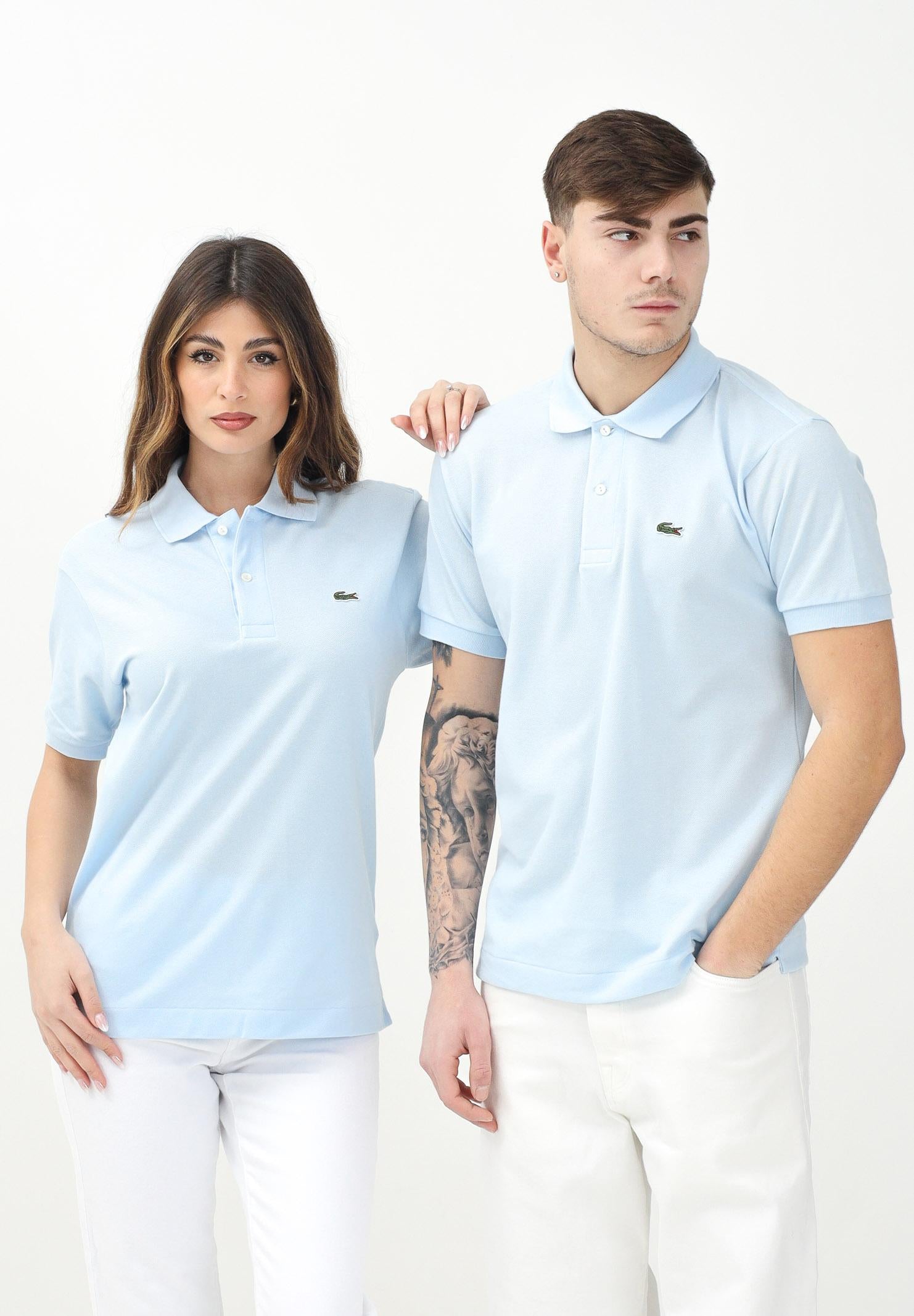 LACOSTE Polo azzurra per uomo e donna con patch logo coccodirllo 1212 J2G LACOSTE