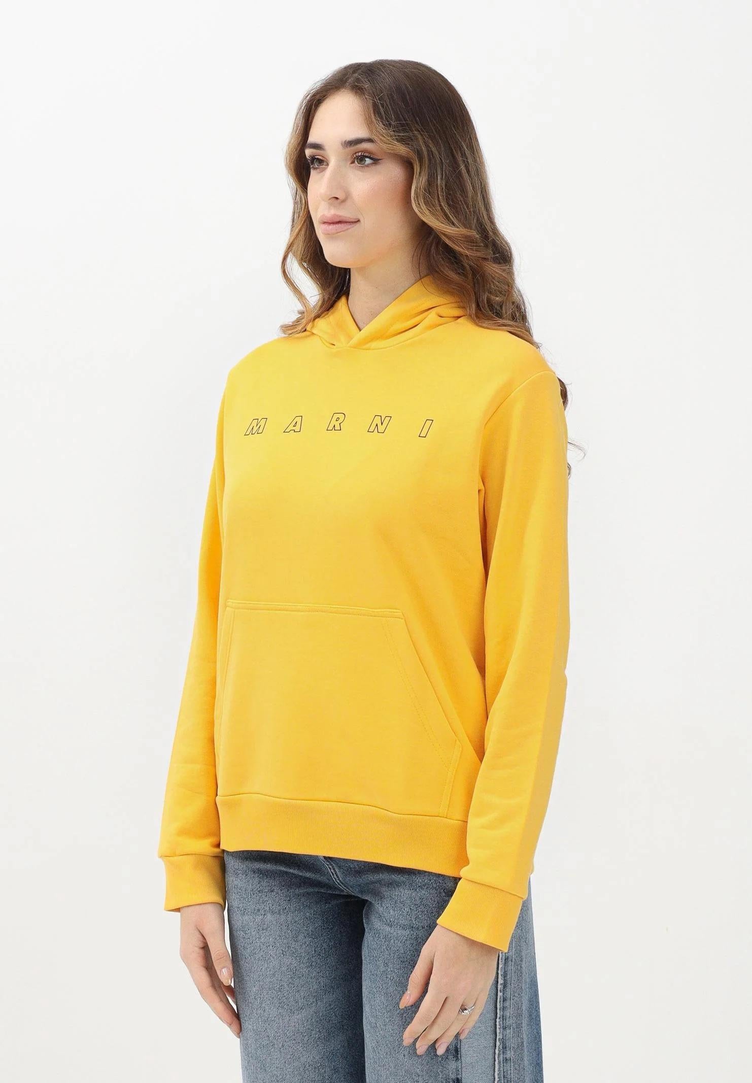MARNI Felpa con cappuccio gialla per donna, ragazzi e bambini rifinita da stampa logo M01407M00V0 0M219 MARNI
