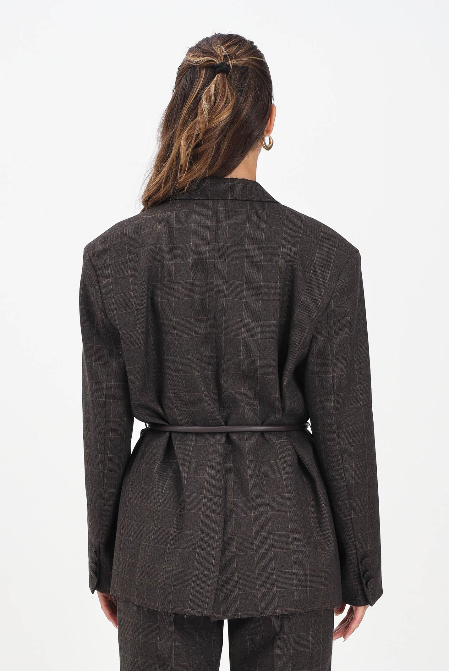 VICOLO Giacca over marrone da donna con fondo a taglio vivo TF0132 FFMO VICOLO