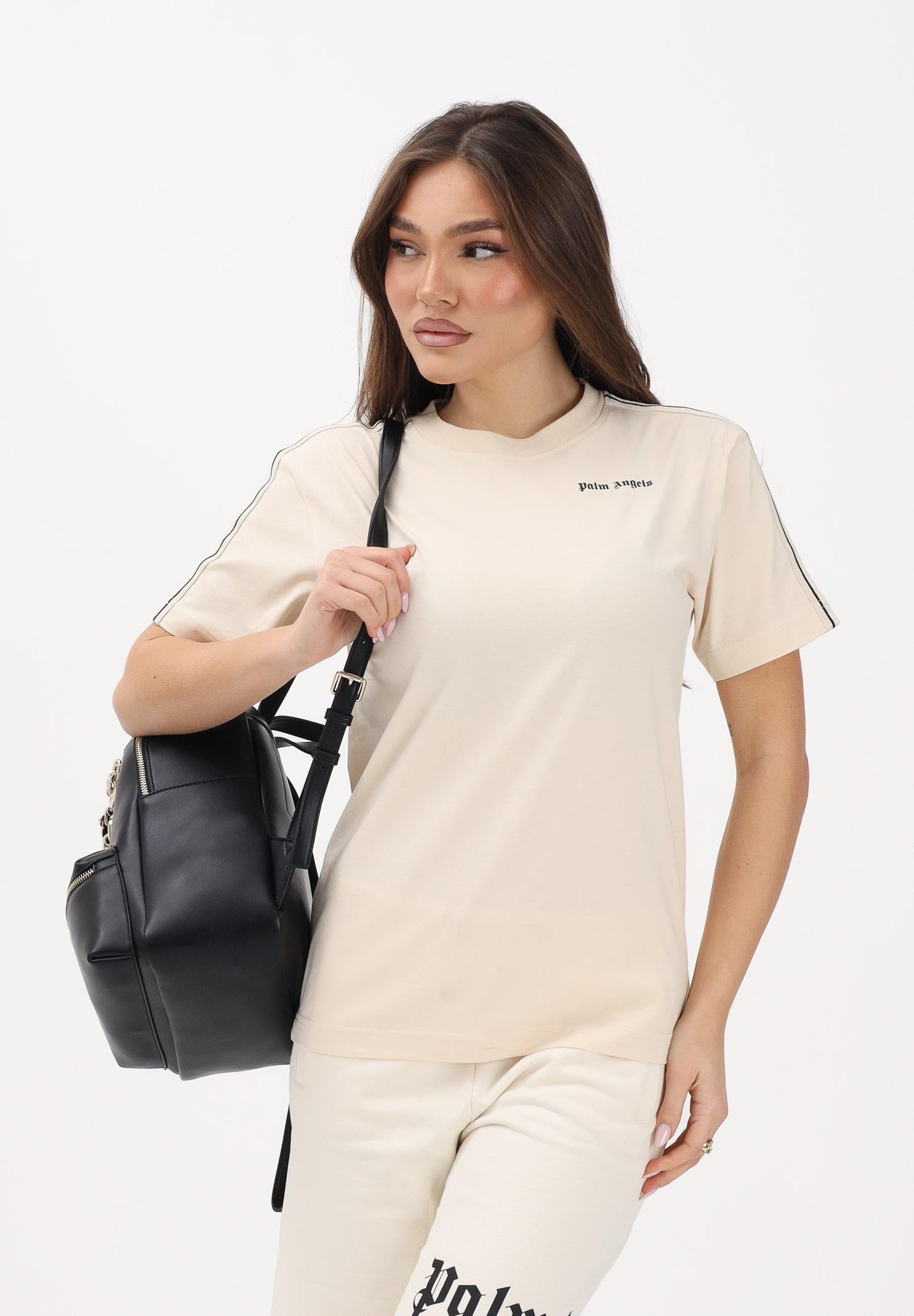 PALM ANGELS T-shirt a manica corta panna per donna, ragazzi e bambini con logo PBAA011S26JER001 092 PALM ANGELS