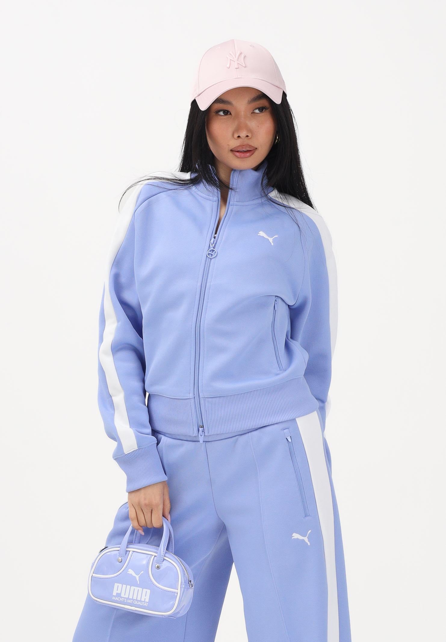 PUMA Felpa con zip T7 ALWAYS ON azzurro polvere da donna 629796 60 PUMA