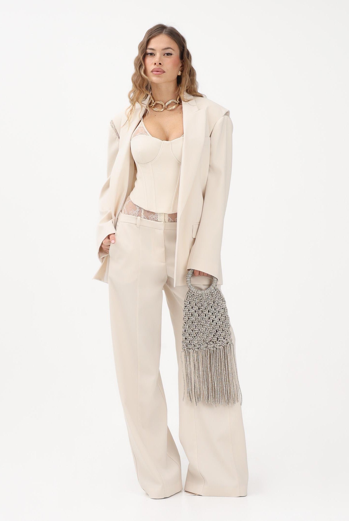 PATRIZIA PEPE Giacca panna da donna con cut-out in pizzo 8S0566A6F5 W409 PATRIZIA PEPE