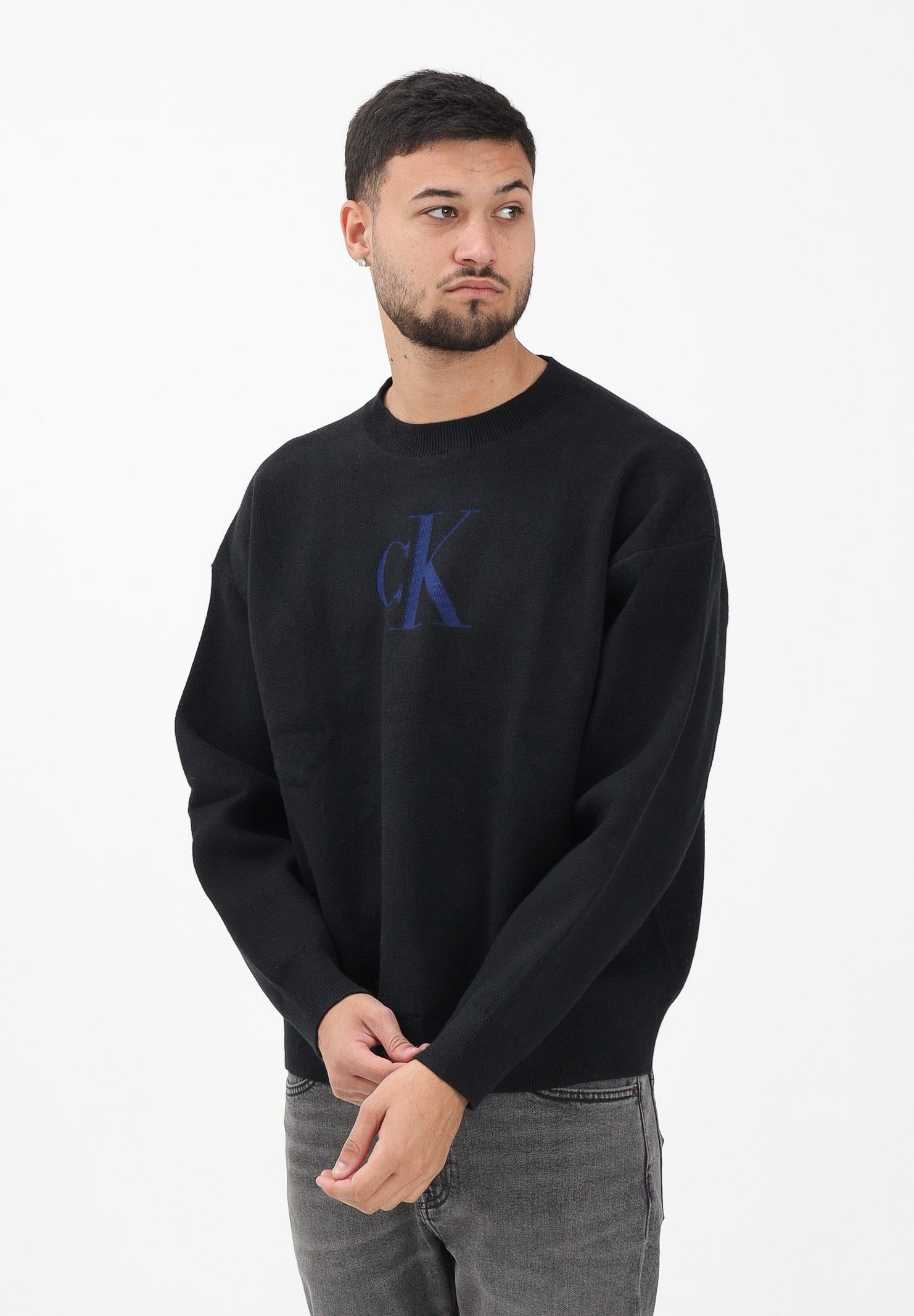 CALVIN KLEIN JEANS Maglioncino girocollo nero da uomo con logo LV04RD305GUB1 . CALVIN KLEIN JEANS