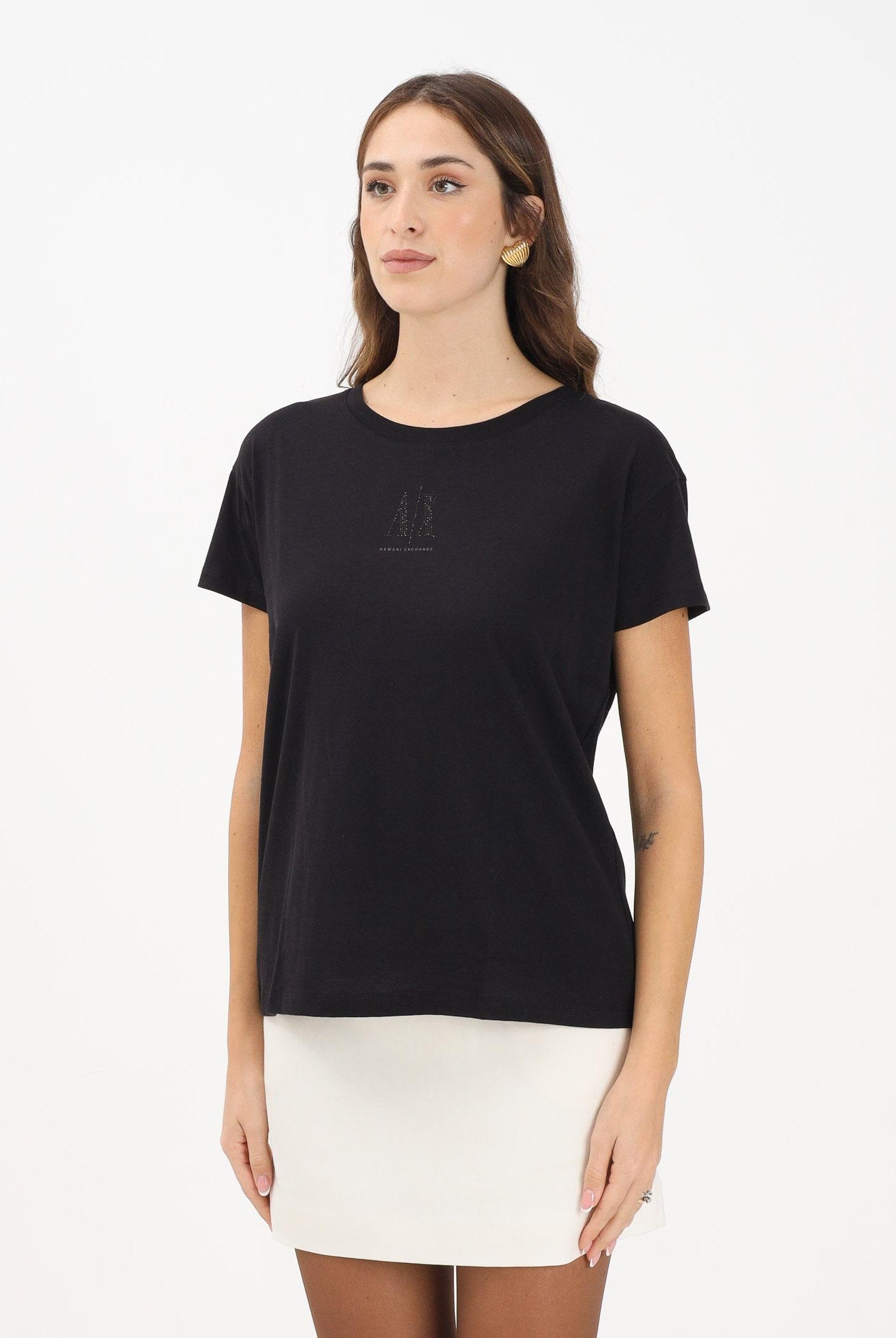 ARMANI EXCHANGE T-shirt a manica corta nera da donna con logo XW000830AF10356 UC001 ARMANI EXCHANGE