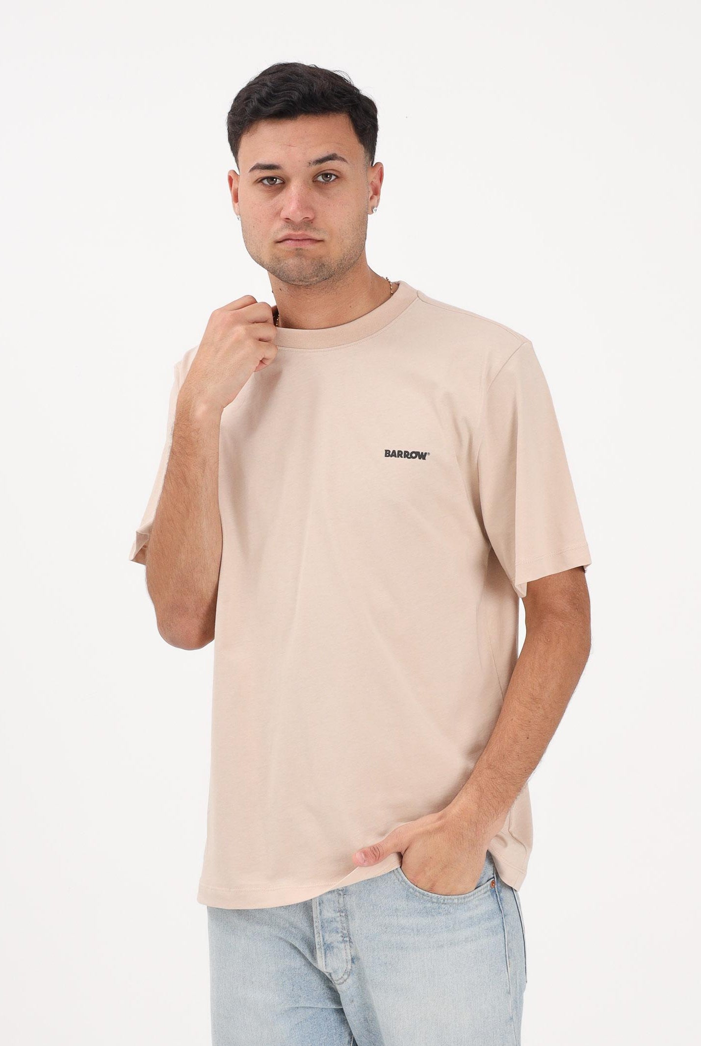 BARROW T-shirt a manica corta beige per uomo e donna con logo S6BWUATH010 092 BARROW
