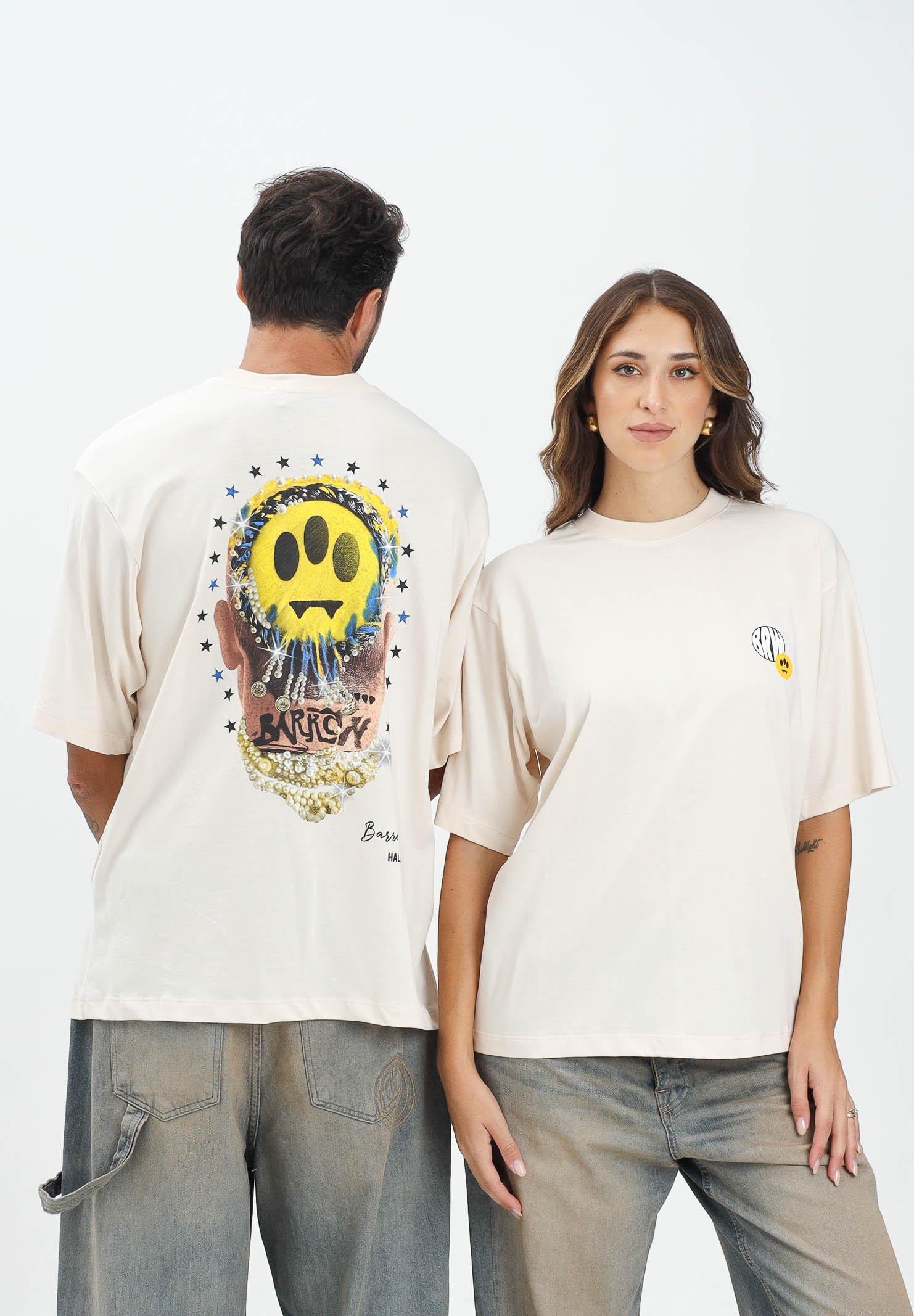 BARROW T-shirt a manica corta panna per uomo e donna con stampa F5BWUATH128 013 BARROW