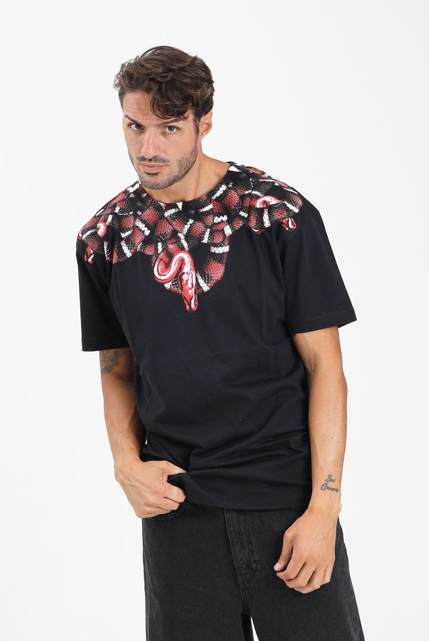 MARCELO BURLON COUNTY OF MILAN T-shirt a manica corta nera da uomo con stampa serpente F5CAMATH033 110 MARCELO BURLON COUNTY OF MILAN