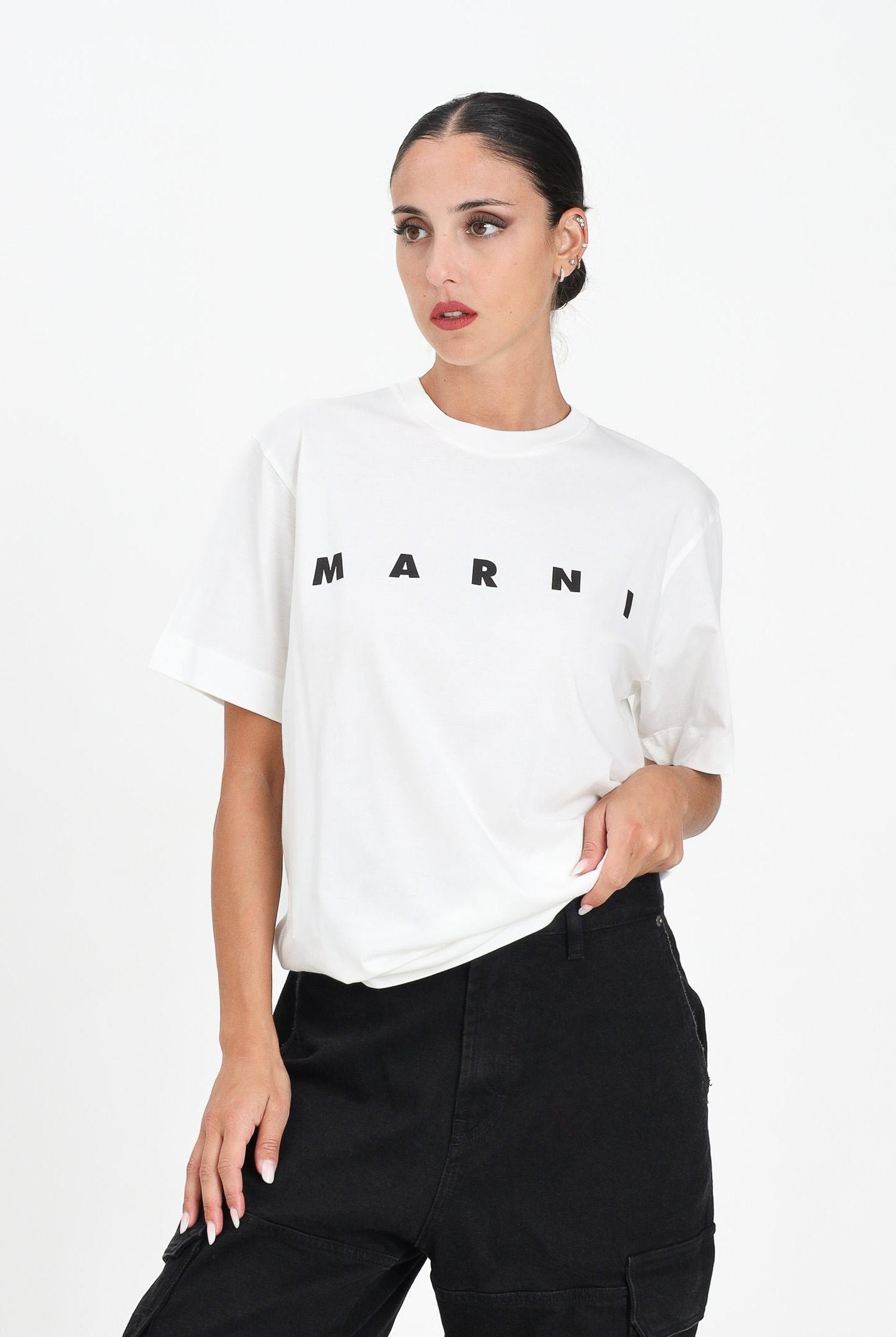MARNI T-shirt a manica corta bianca per donna, ragazzi e bambini con logo istituzionale M002MVM00RF 0M114 MARNI