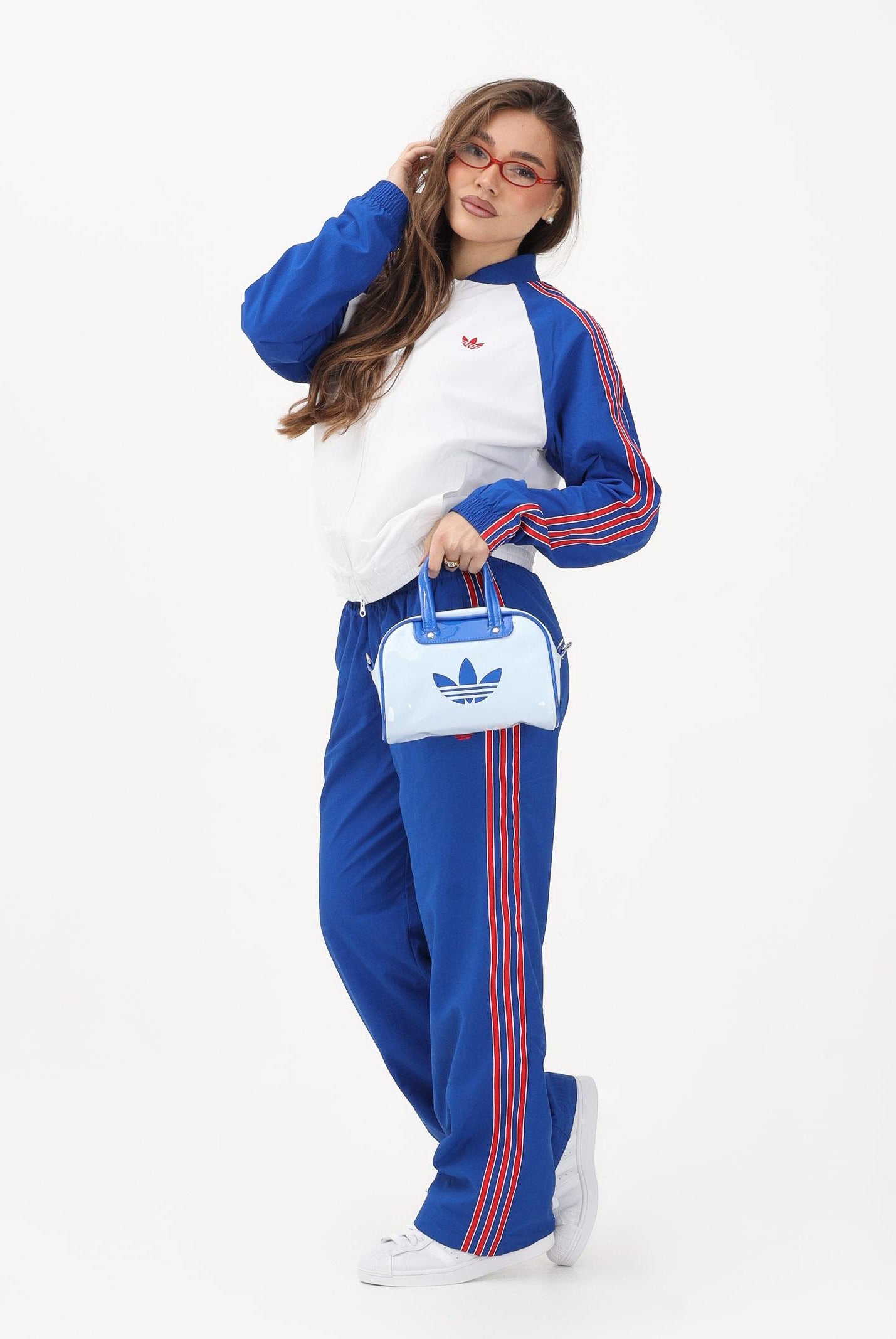 ADIDAS ORIGINALS Giacca a vento SST bianca, blu e rossa da donna KE2413 . ADIDAS ORIGINALS