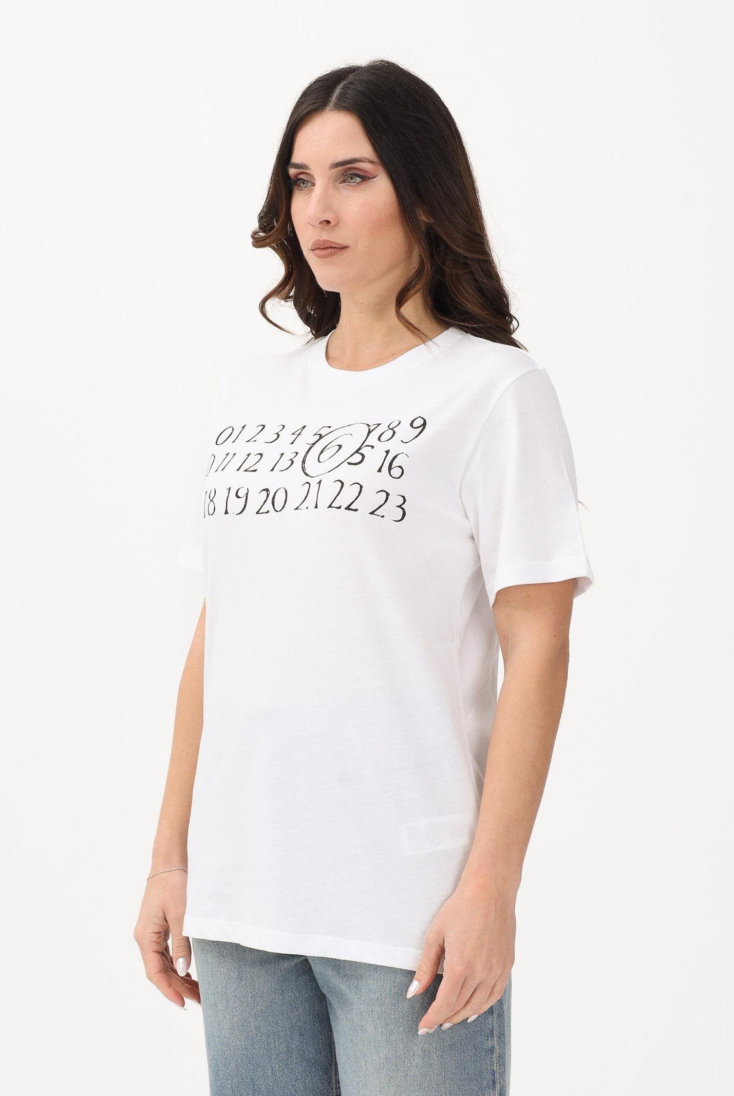 MAISON MARGIELA T-shirt a manica corta bianca per donna, ragazzi e bambini con logo sul petto M61020MM02Y M6100 MAISON MARGIELA