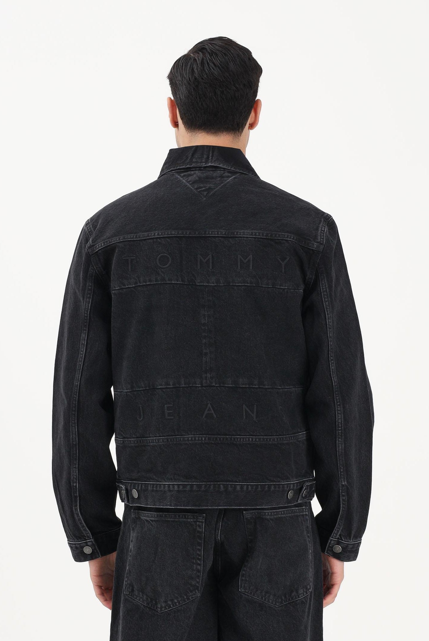 TOMMY JEANS Giubbotto in denim nero da uomo DM0DM22670 1BZ TOMMY JEANS