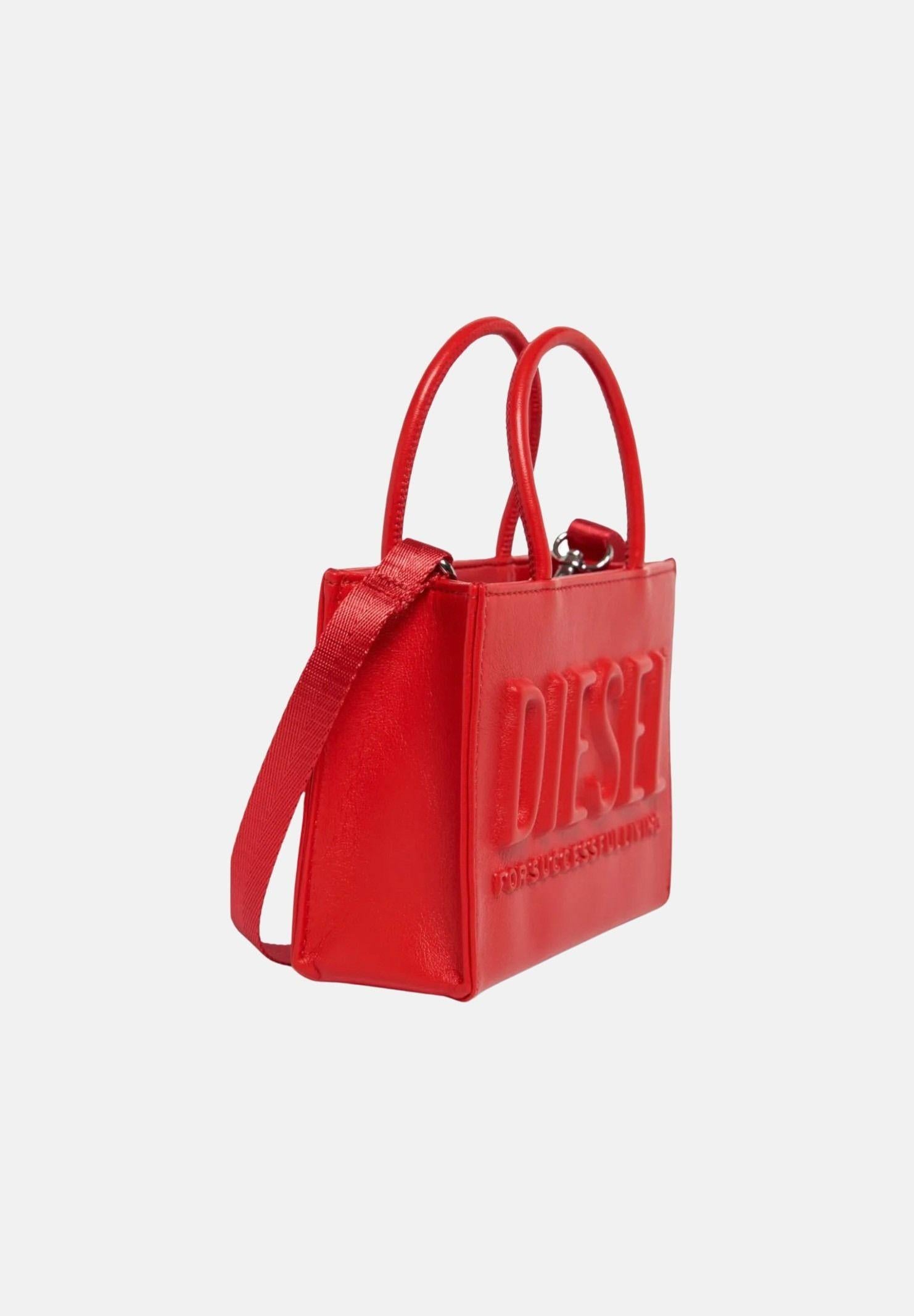 DIESEL Borsa a mano rossa da donna con logo in rilievo J02529P8073 T4346 DIESEL