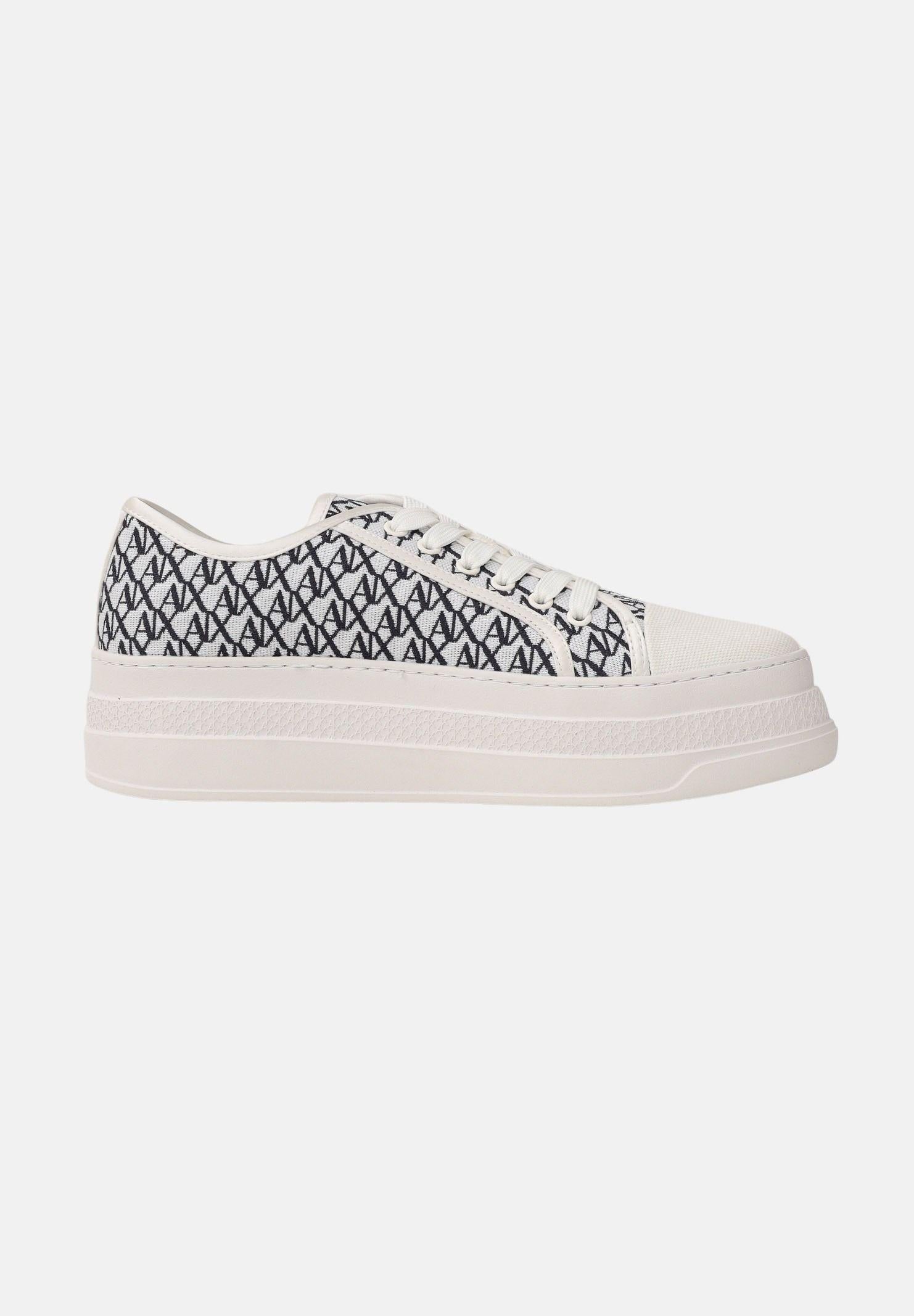 ARMANI EXCHANGE Sneakers panna e blu da donna con motivo all-over A|X XW002786AF23055 MZ266 ARMANI EXCHANGE