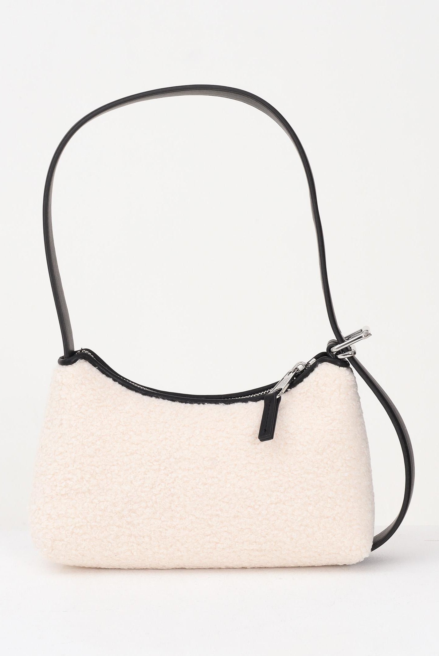 TOMMY JEANS Borsa a spalla panna da donna in tessuto effetto shearling AW0AW18011 YBH TOMMY JEANS