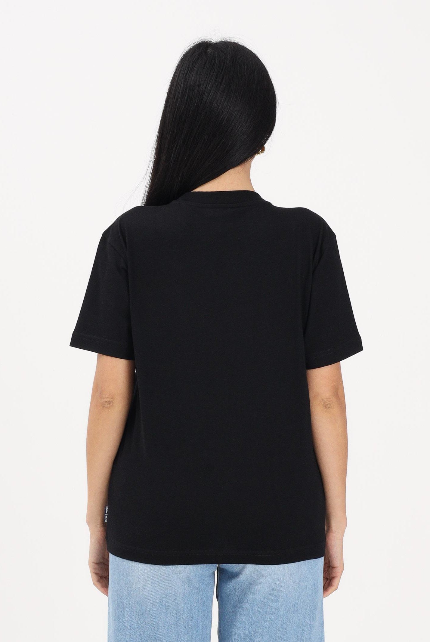 PALM ANGELS T-shirt a manica corta nera per donna, ragazze e bambine con logo PGAA002S26JER005 110 PALM ANGELS