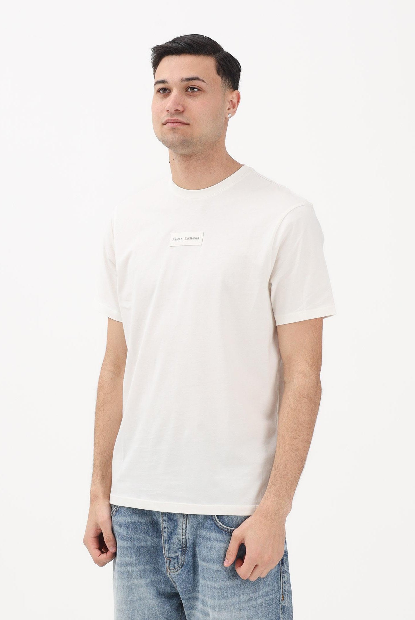 ARMANI EXCHANGE T-shirt a manica corta bianco crema da uomo con logo XM002471AF10356 U1074 ARMANI EXCHANGE