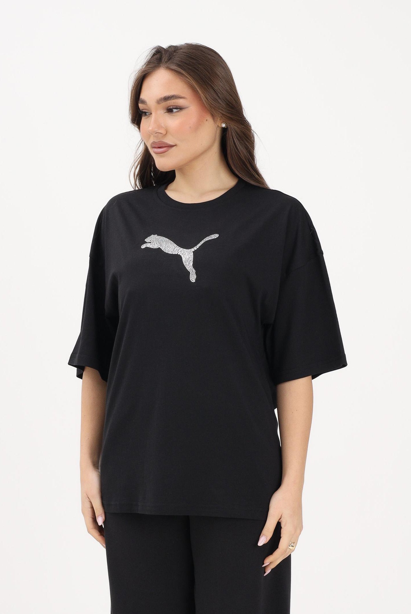 PUMA T-shirt a manica corta Essentials Bedazzled nera da donna 634566 01 PUMA